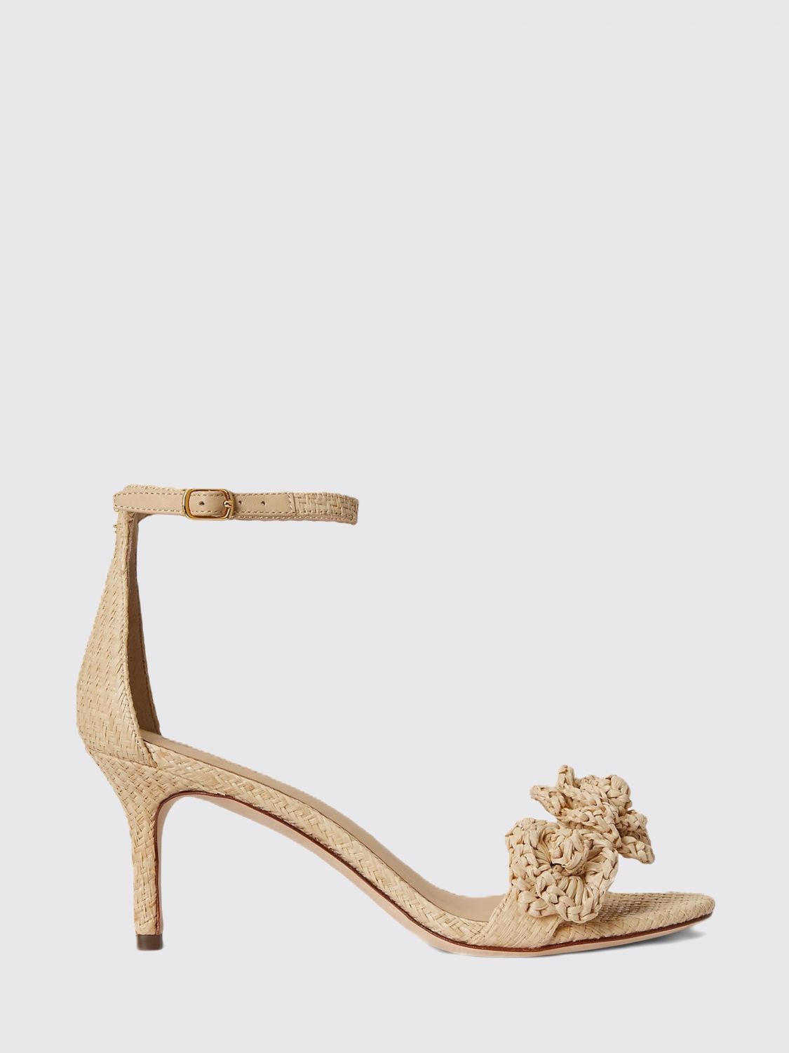 LAUREN RALPH LAUREN Sandali Allie in rafia crochet con fiore e tacco a spillo