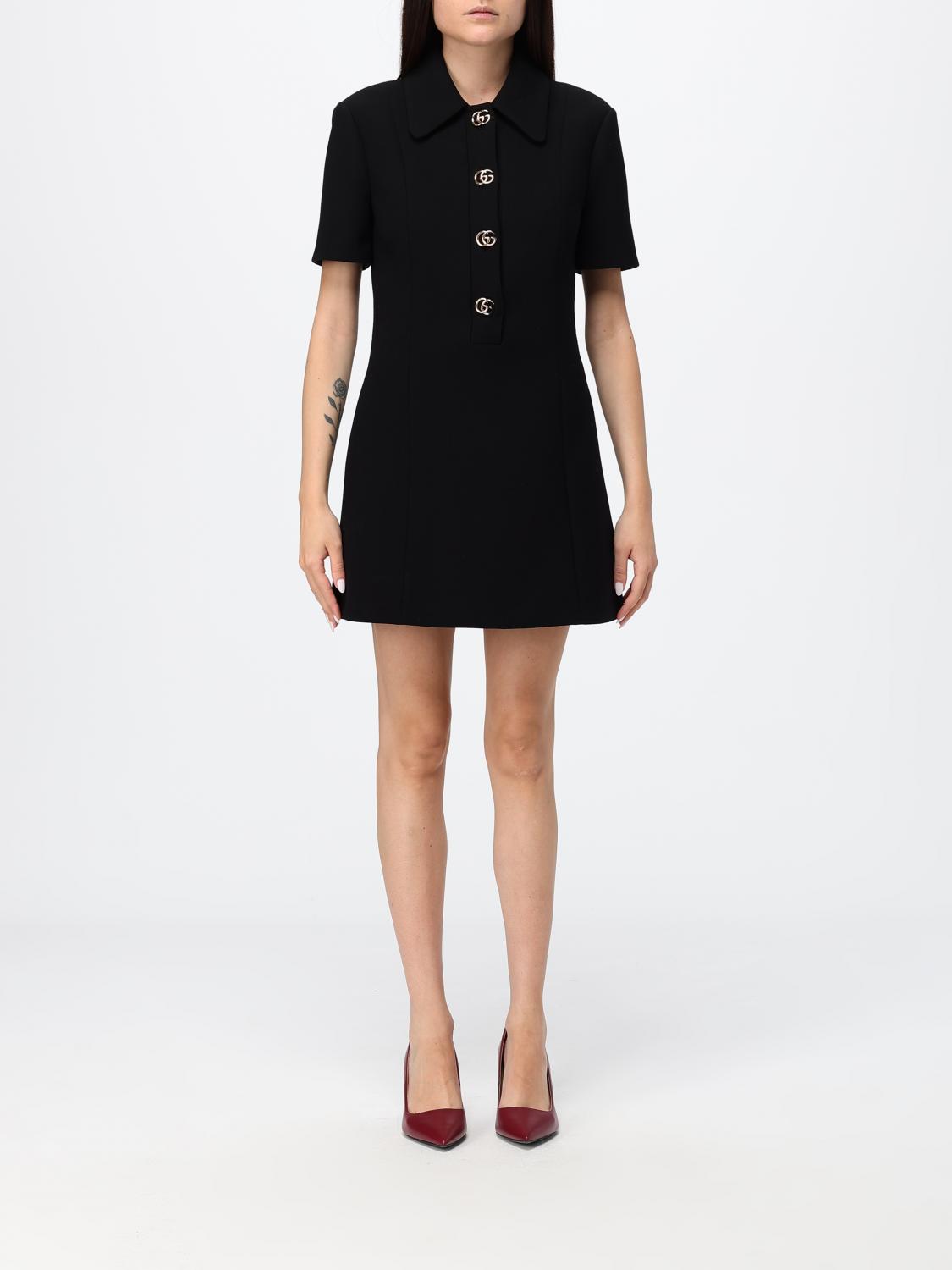 GUCCI Mini abito polo in lana con colletto classico e maniche corte