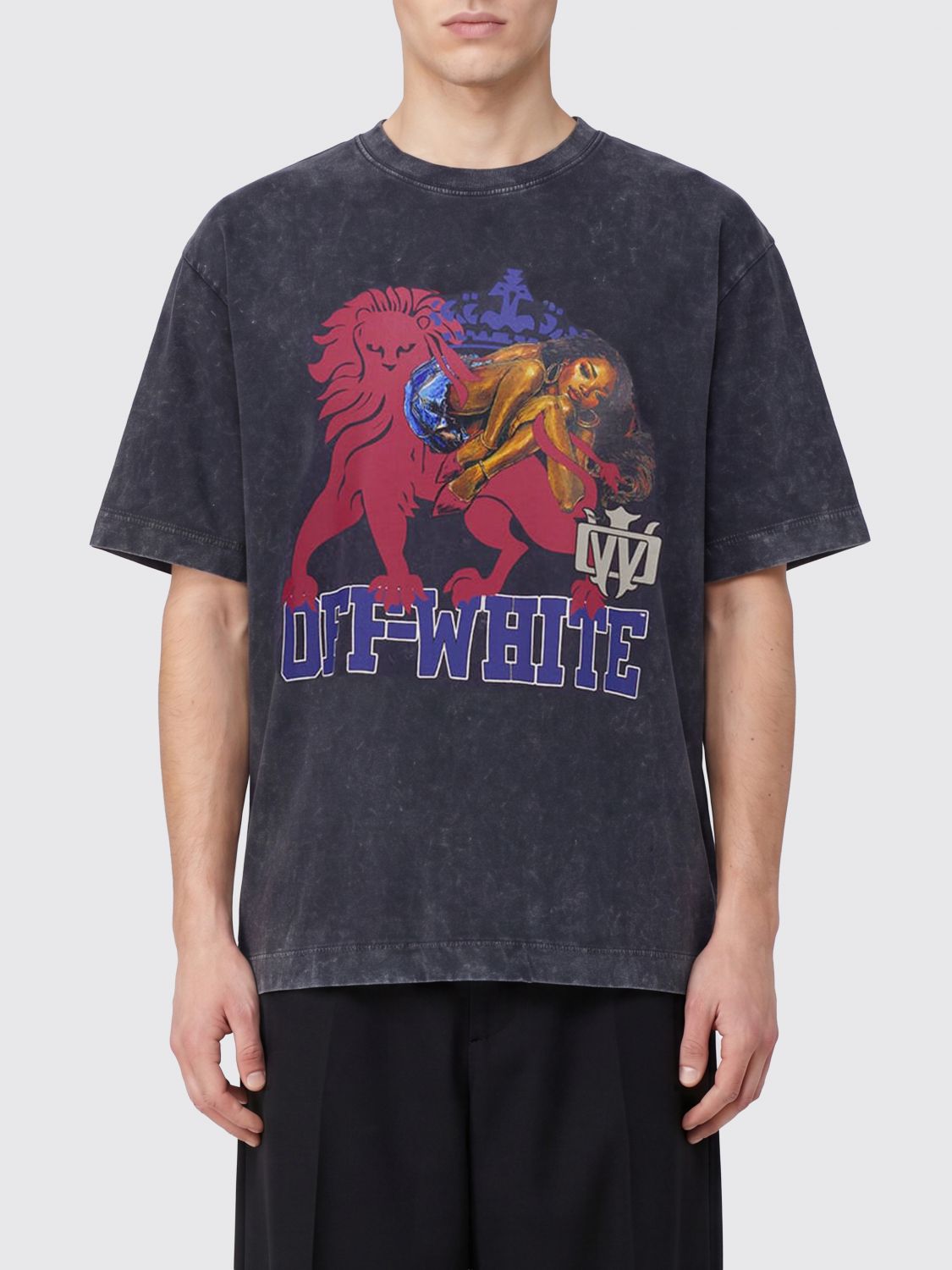 Off-White Graphic Print Cotton T-Shirt with Logo