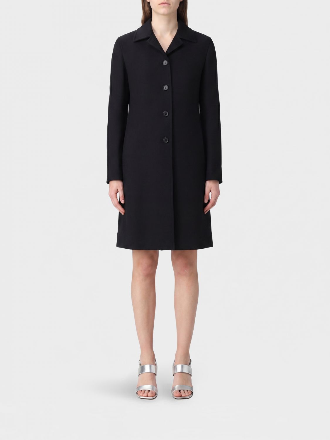 Jil Sander JIL SANDER Knee-Length Single-Breasted Coat in Virgin Wool and Silk　JIL SANDER バージンウールとシルクの膝丈シングルブレストコート