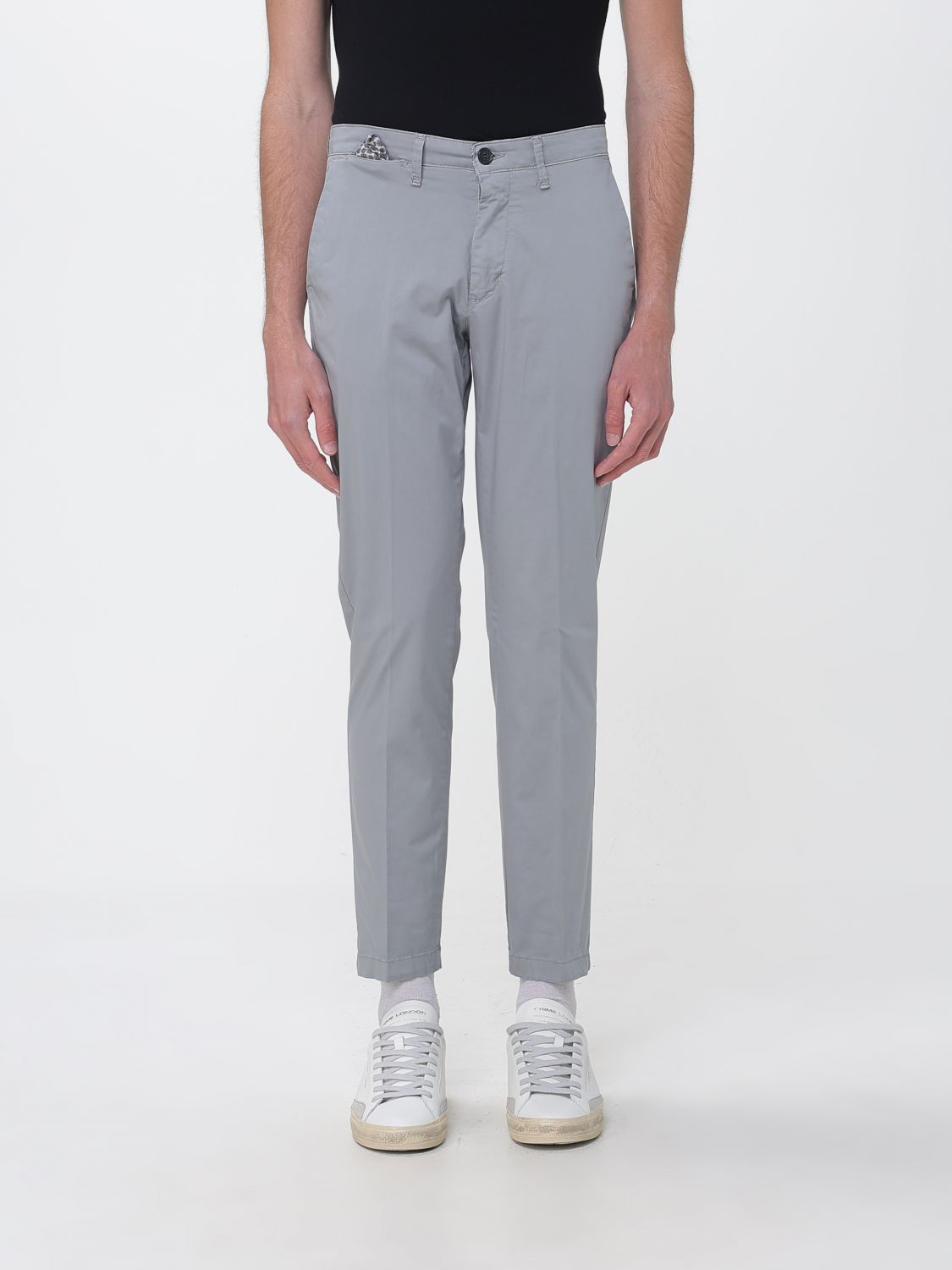 Xc Slim Fit Chino Trousers in Gabardine with Slash Pockets and Mid-Rise Waist