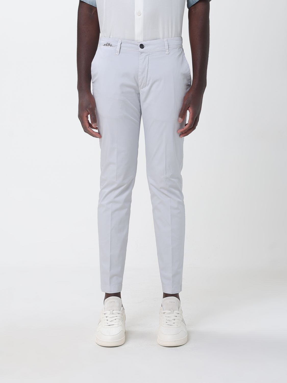 Xc Slim Fit Chino Trousers in Gabardine with Slash Pockets and Mid-Rise Waist