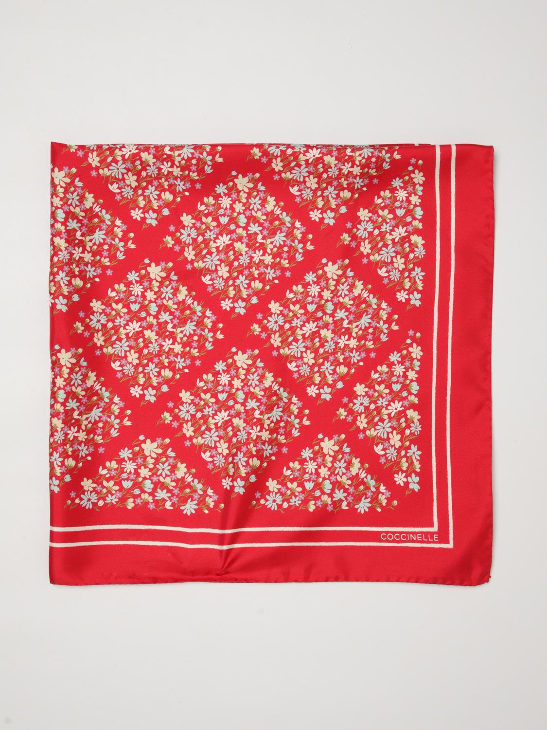 COCCINELLE Square Silk Scarf with All-Over Floral Print
