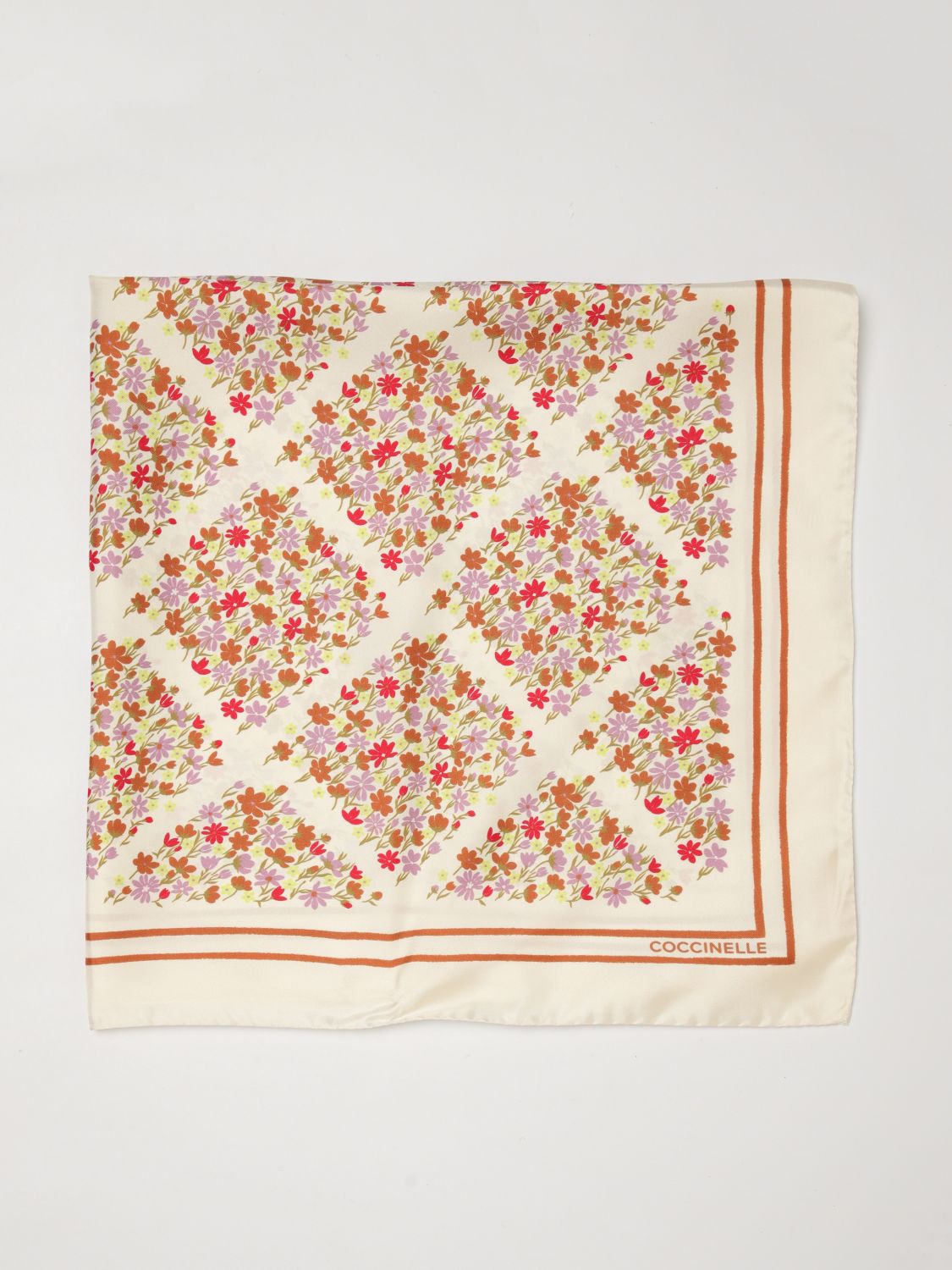 COCCINELLE Square Silk Scarf with All-Over Floral Print