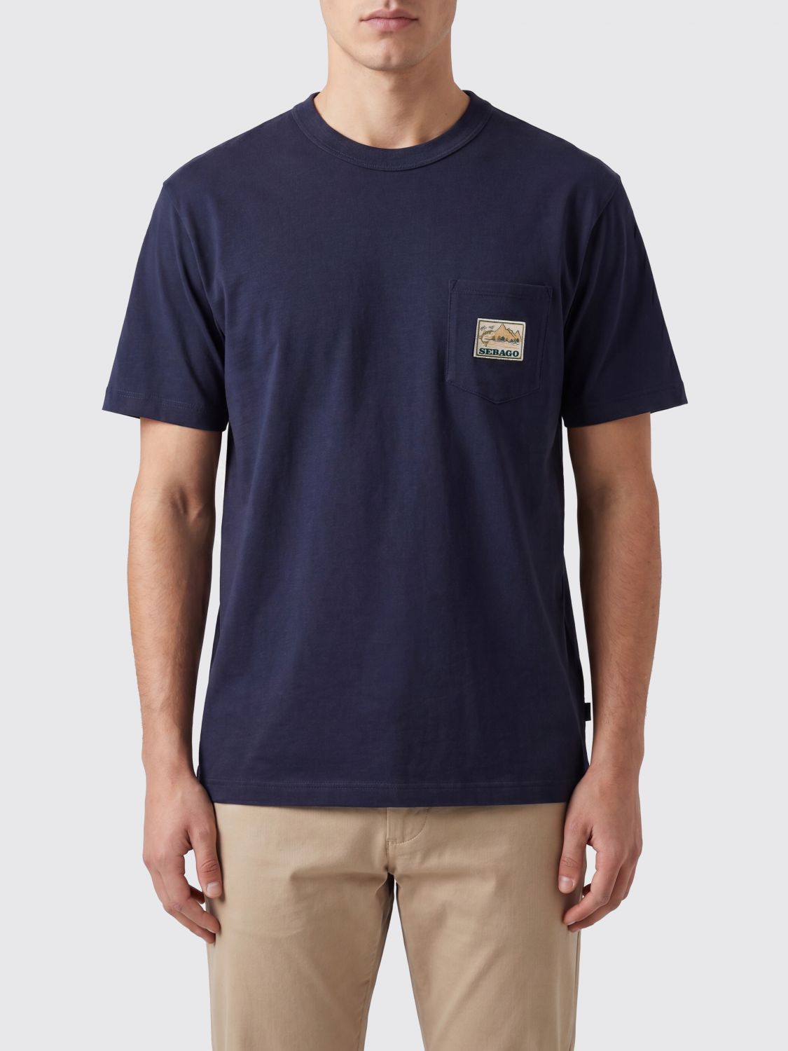 SEBAGO T-shirt girocollo in puro cotone con logo applicato sul petto