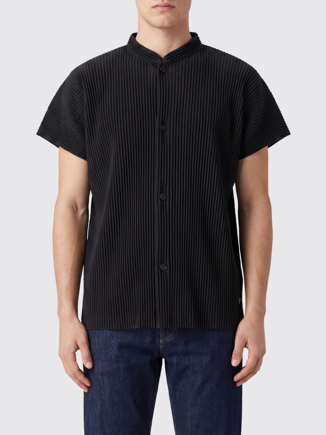 HOMME PLISSE' ISSEY MIYAKE Homme Plissé Issey Miyake Pleated Short-Sleeve Shirt with Mandarin Collar　HOMME PLISSE' ISSEY MIYAKE オム プリッセ イッセイ ミヤケ マンダリンカラープリーツ半袖シャツ HOMME