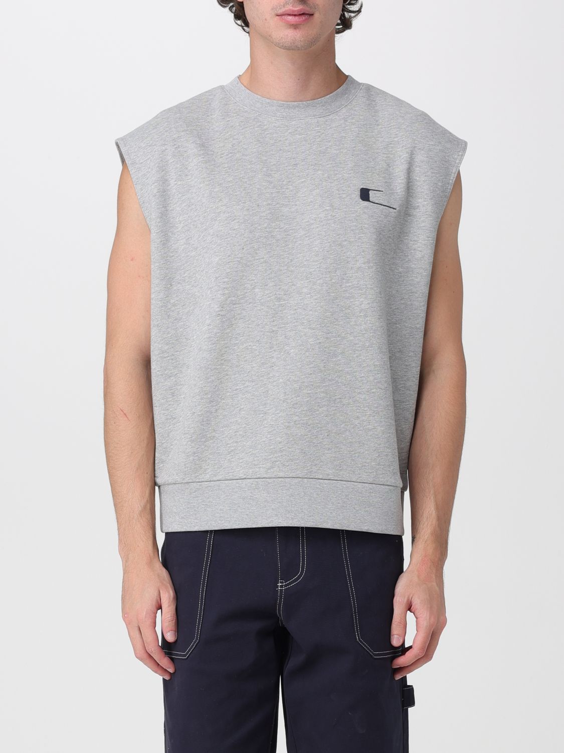 Carrer Sleeveless Cotton Sweatshirt with Crew Neck and Contrast Logo