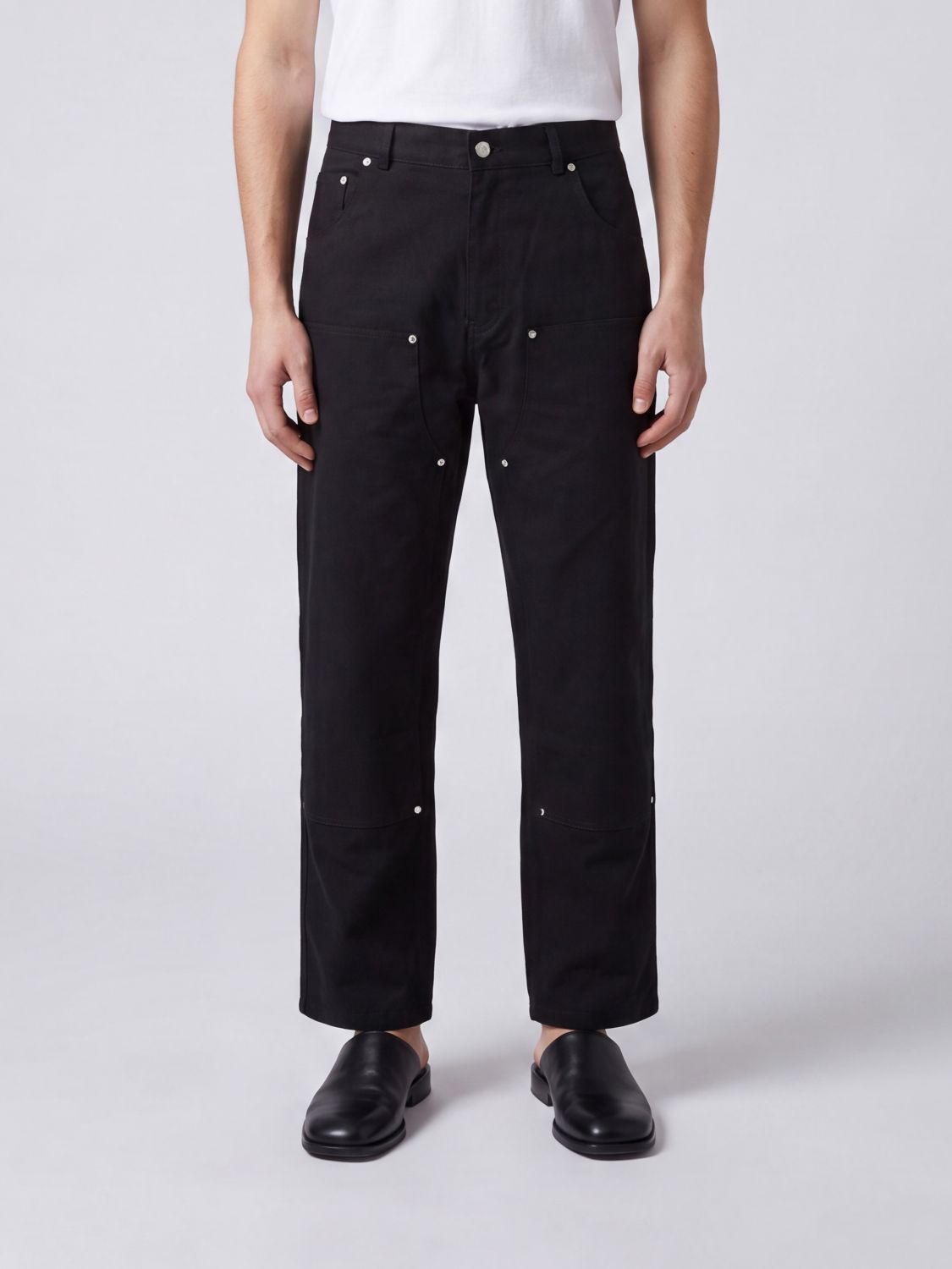 Carrer Knee-length Cotton Shorts With Belt Loops In Black