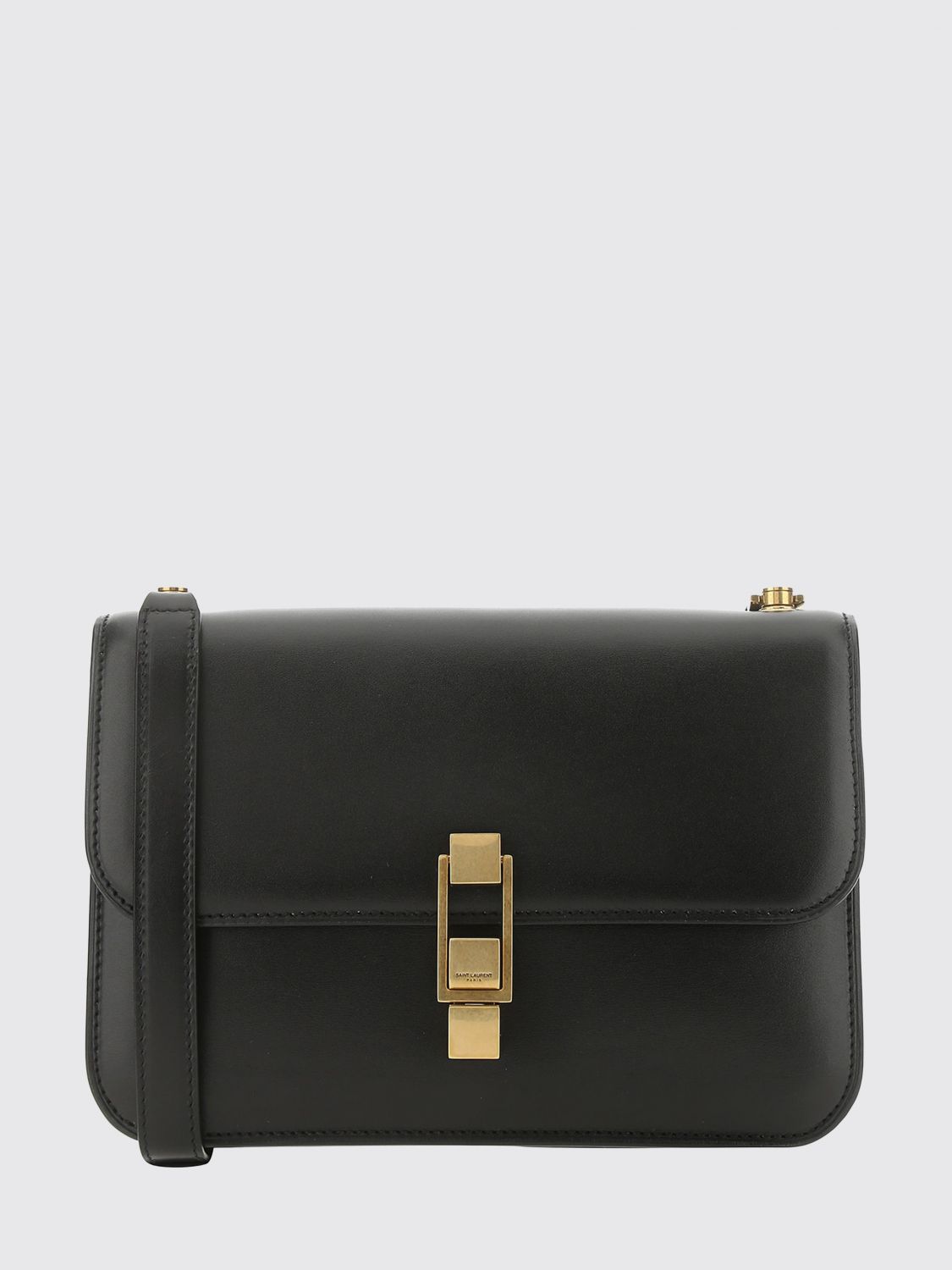 SAINT LAURENT Mini borsa a tracolla in pelle di vitello con patta e logo