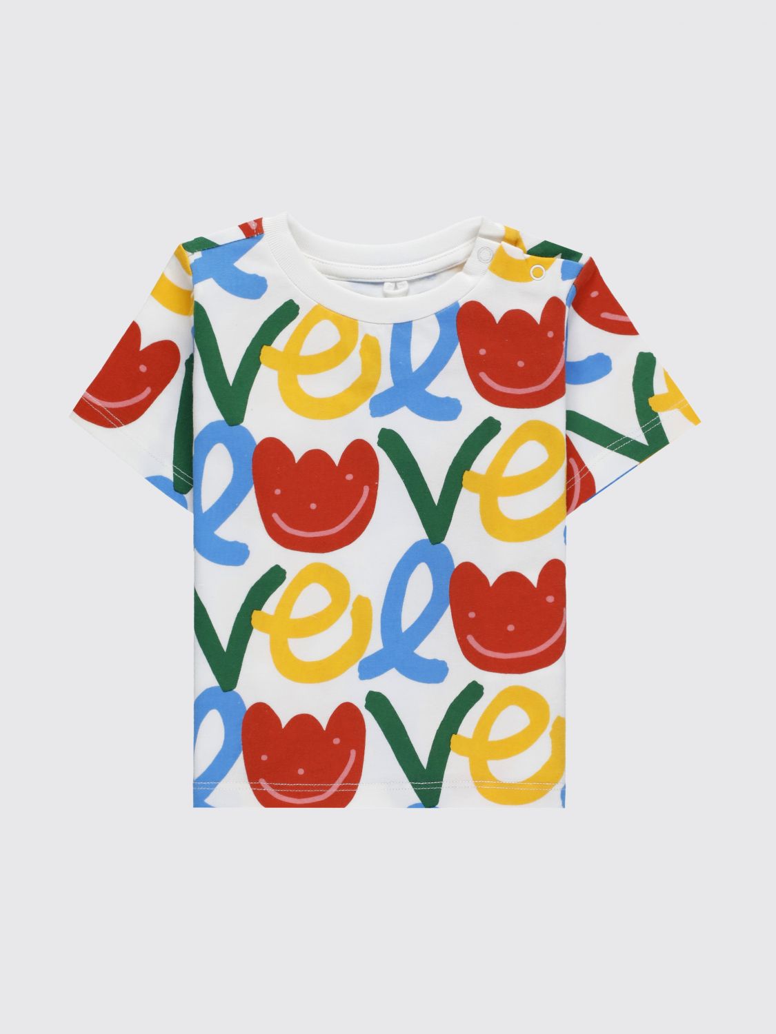 STELLA MCCARTNEY KIDS Boy's Cotton T-Shirt with Graphic Print and Buttons　STELLA MCCARTNEY KIDS グラフィック プリントとボタン付きボーイズ コットン T シャツ STELLA