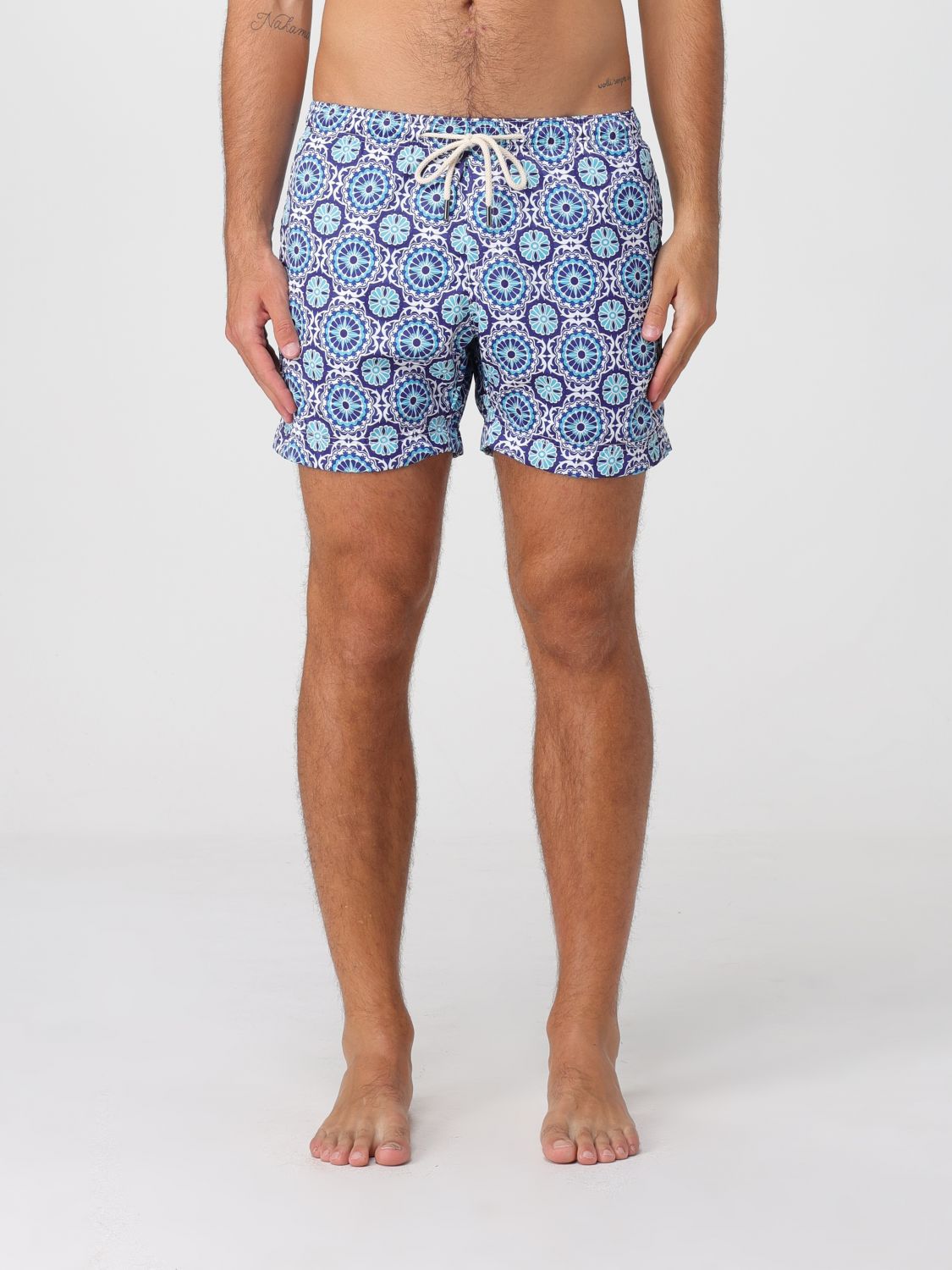 PENINSULA Boxer mare corti con fantasia etnica e vita con coulisse