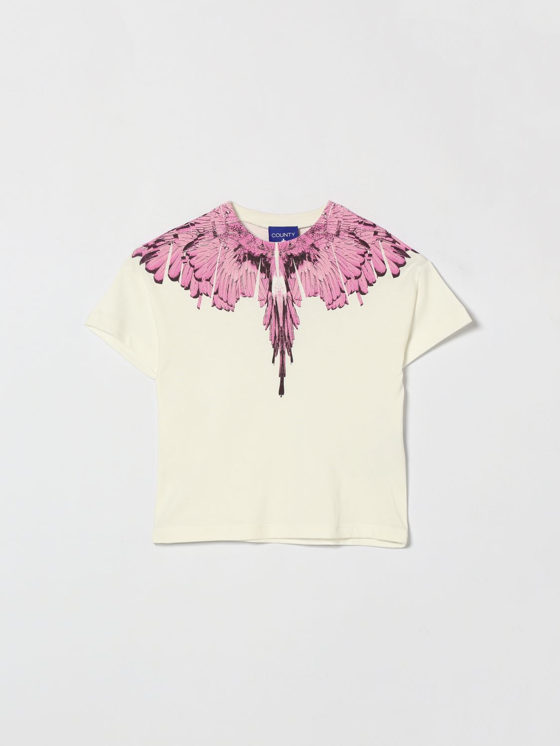County of Milan T-shirt girocollo da bambino in cotone con stampa grafica a contrasto