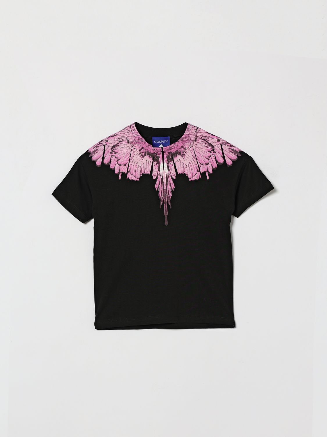 County of Milan T-shirt girocollo da bambino in cotone con stampa grafica a contrasto