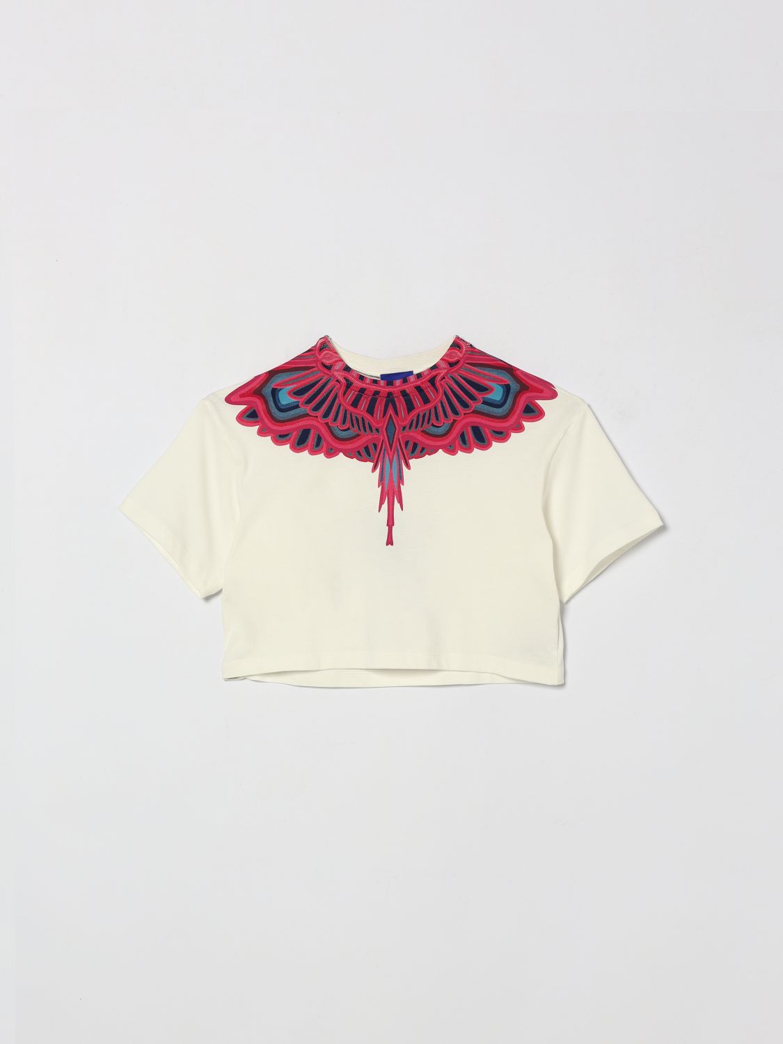 County of Milan T-shirt cropped da bambino in cotone con stampa grafica a contrasto