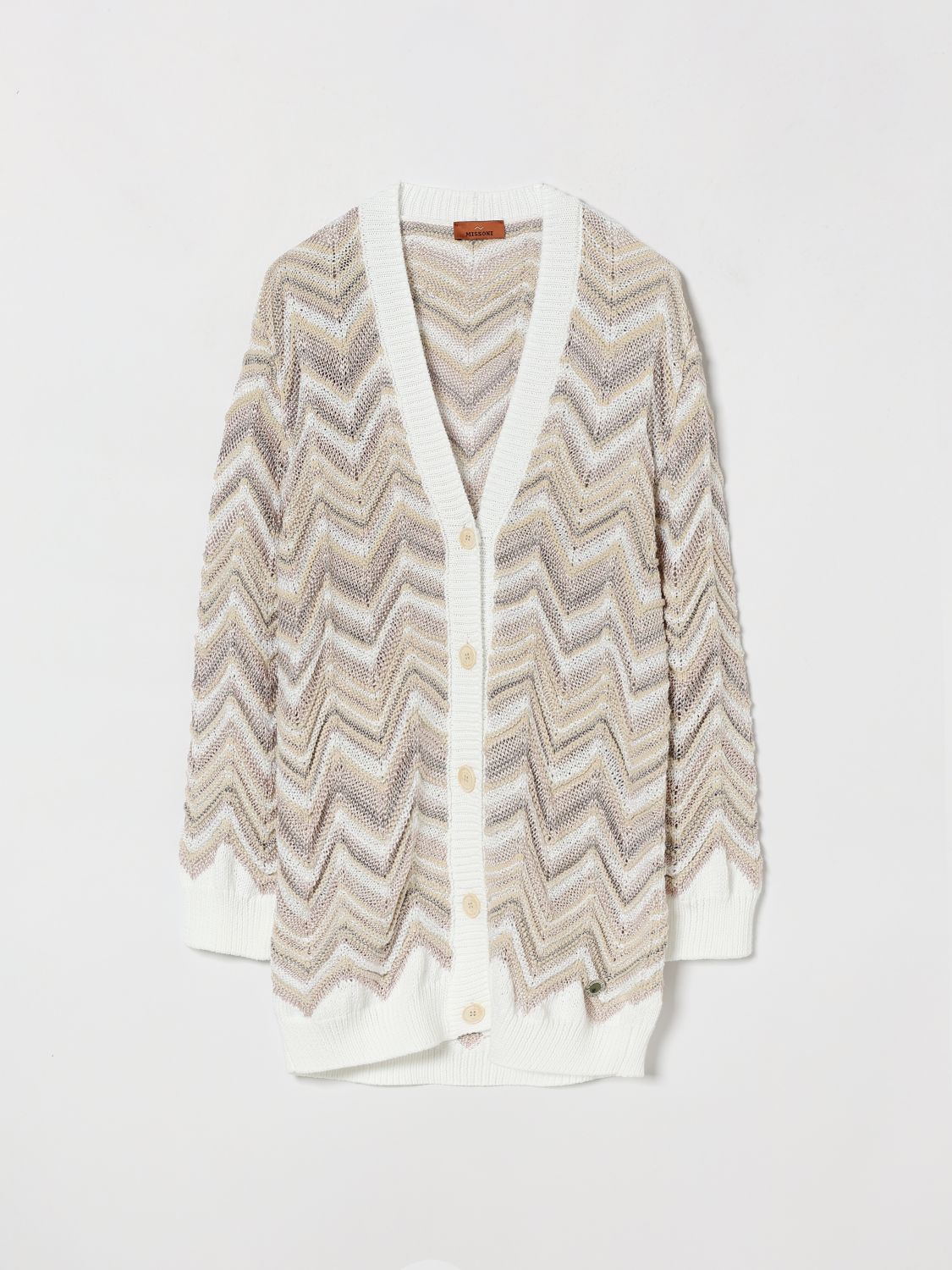 MISSONI Cardigan da bambino in maglia di viscosa con l'iconico motivo a zig zag