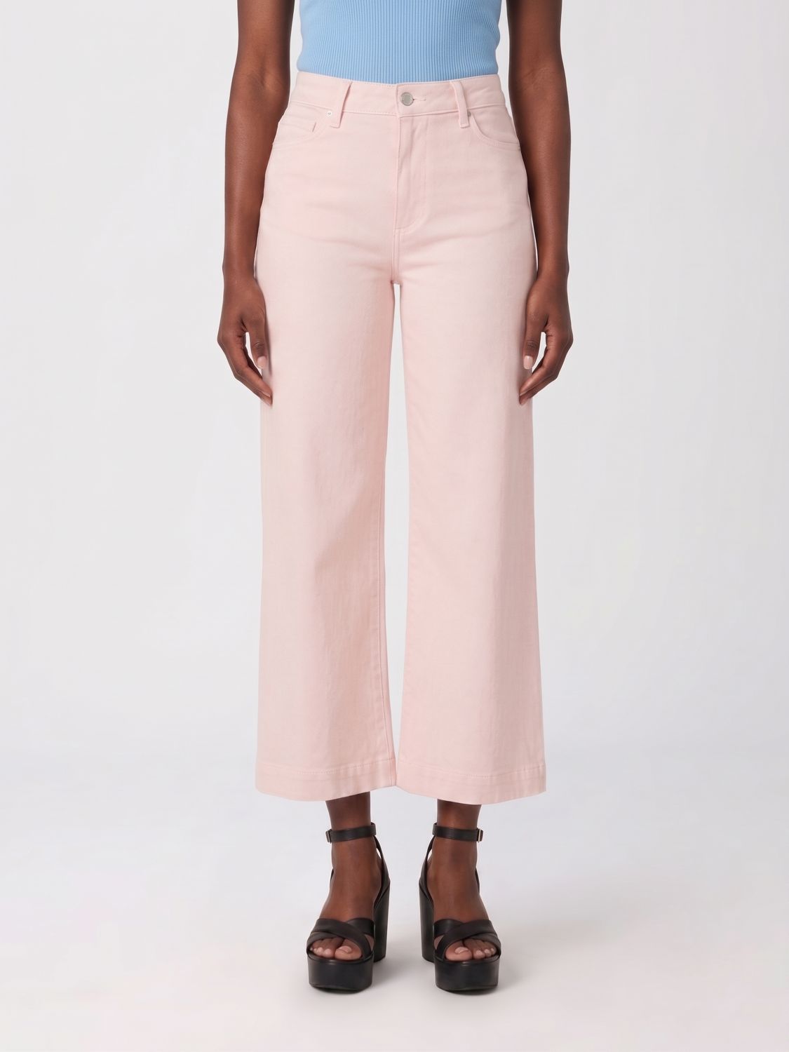 PAIGE Jeans Anessa a vita alta in denim di cotone con vestibilità straight cropped