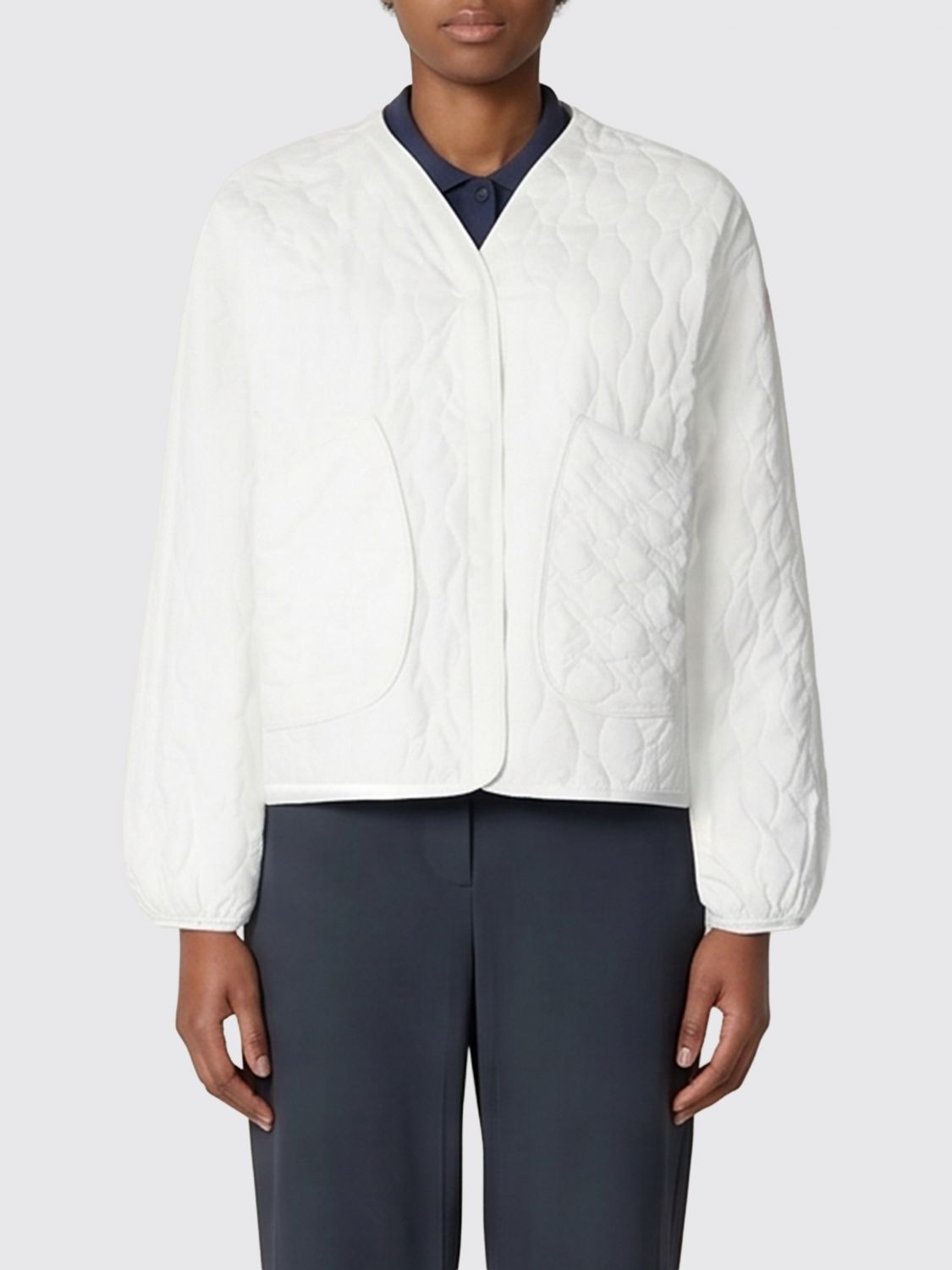 SAVE THE DUCK Short Quilted Jacket in Recycled Polyester with V-Neck