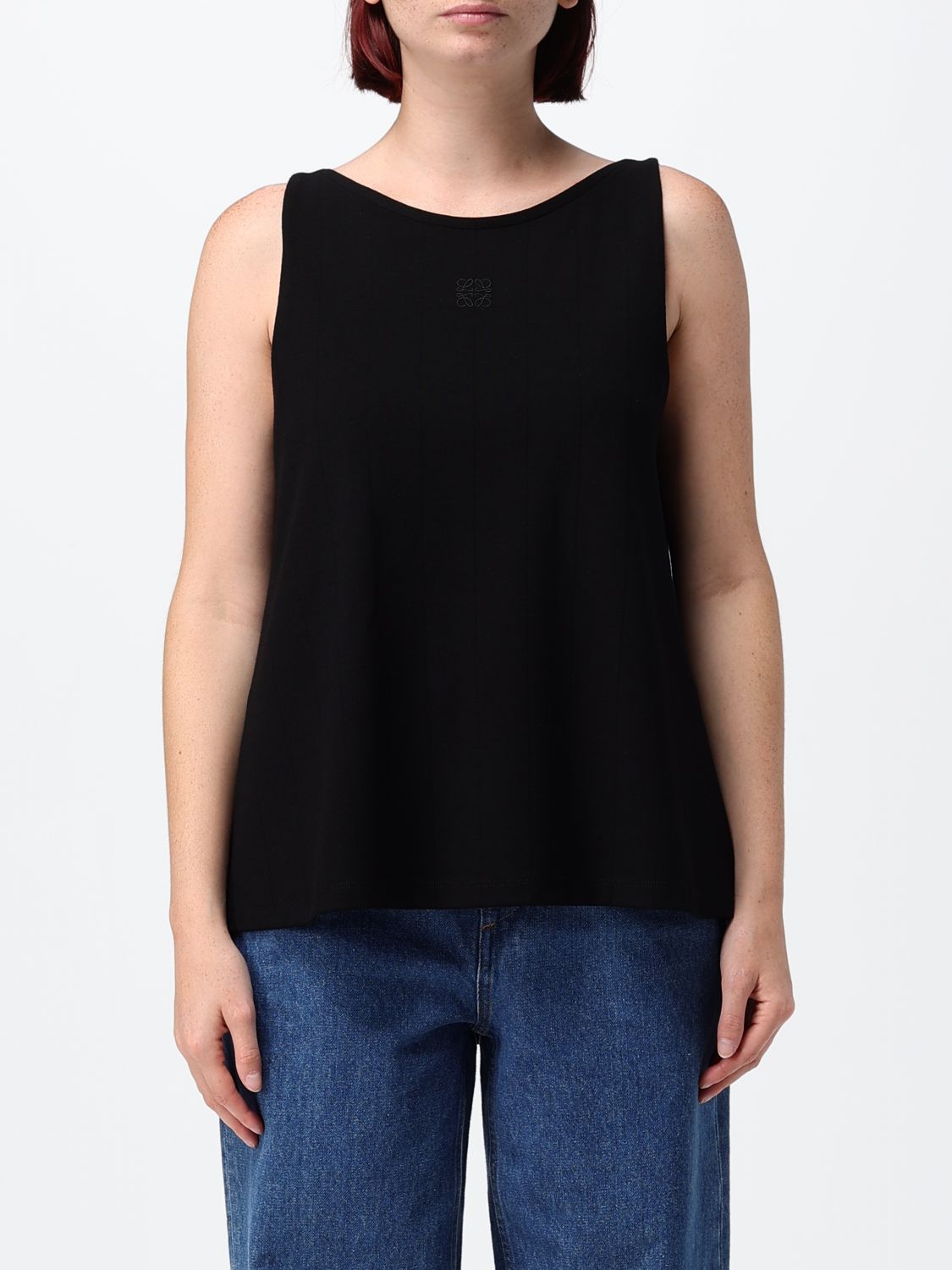 LOEWE Top smanicato in viscosa con scollo a girocollo e vestibilità regular