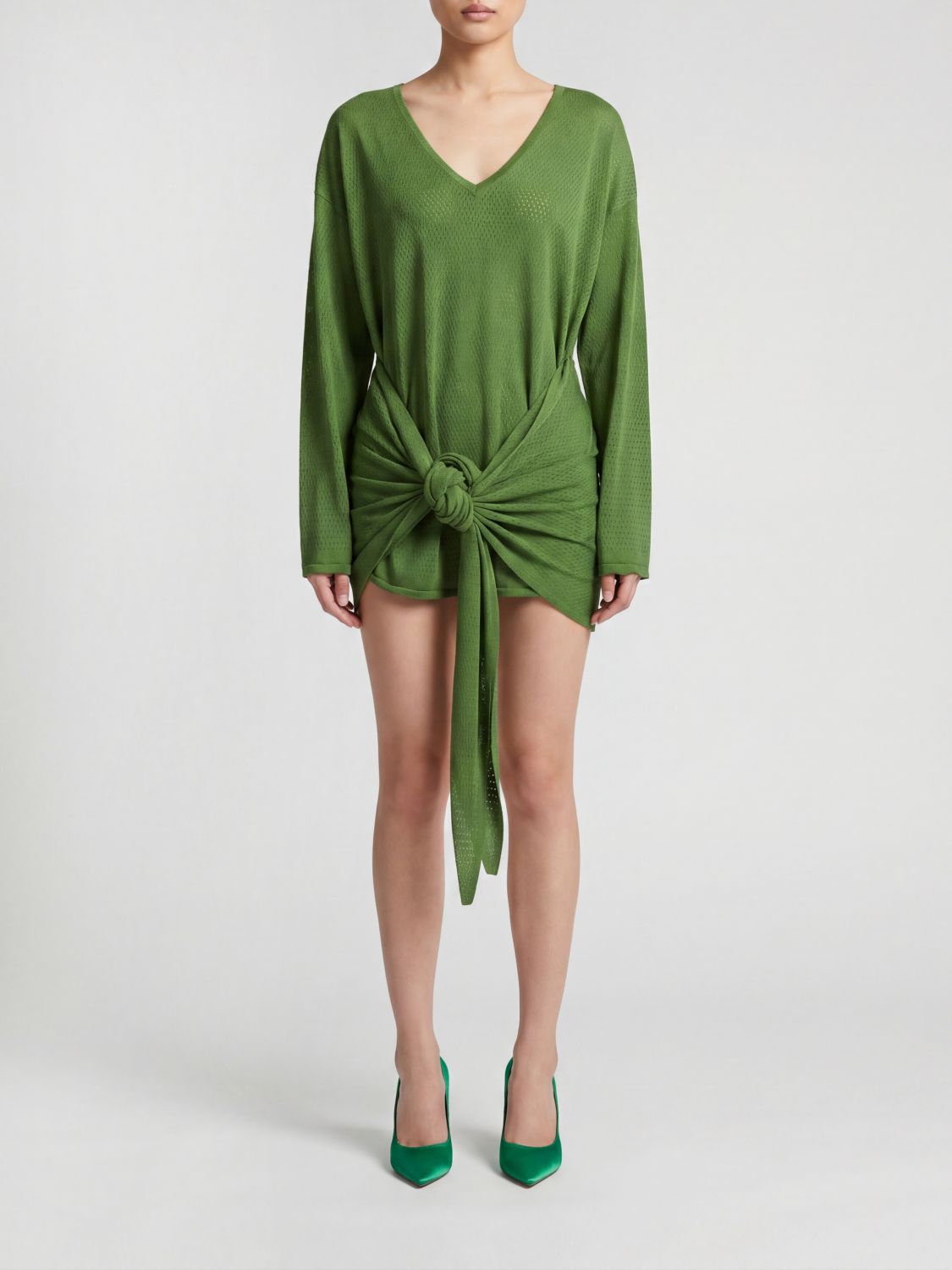 THE ATTICO Viscose T-Shirt Mini Dress with a Sash Waist Belt　THE ATTICO サッシュウエストベルト付きビスコースTシャツミニドレス THE