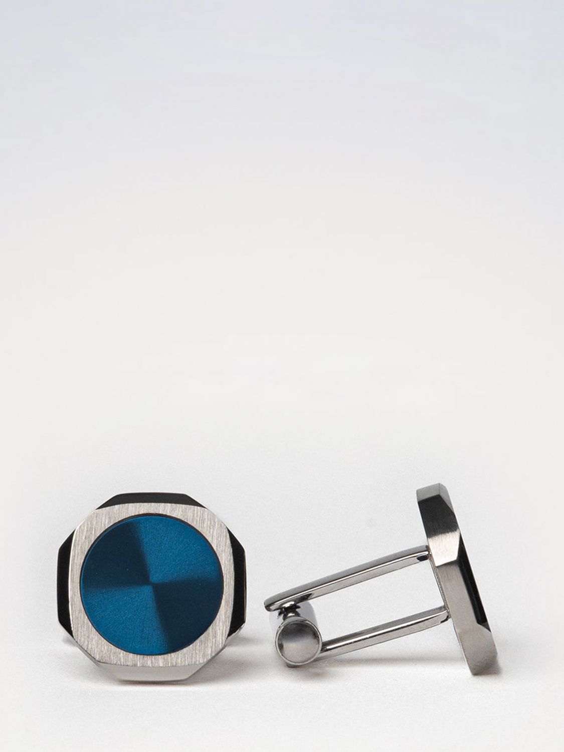 D1 MILANO Two-tone steel cufflinks with engraved logo