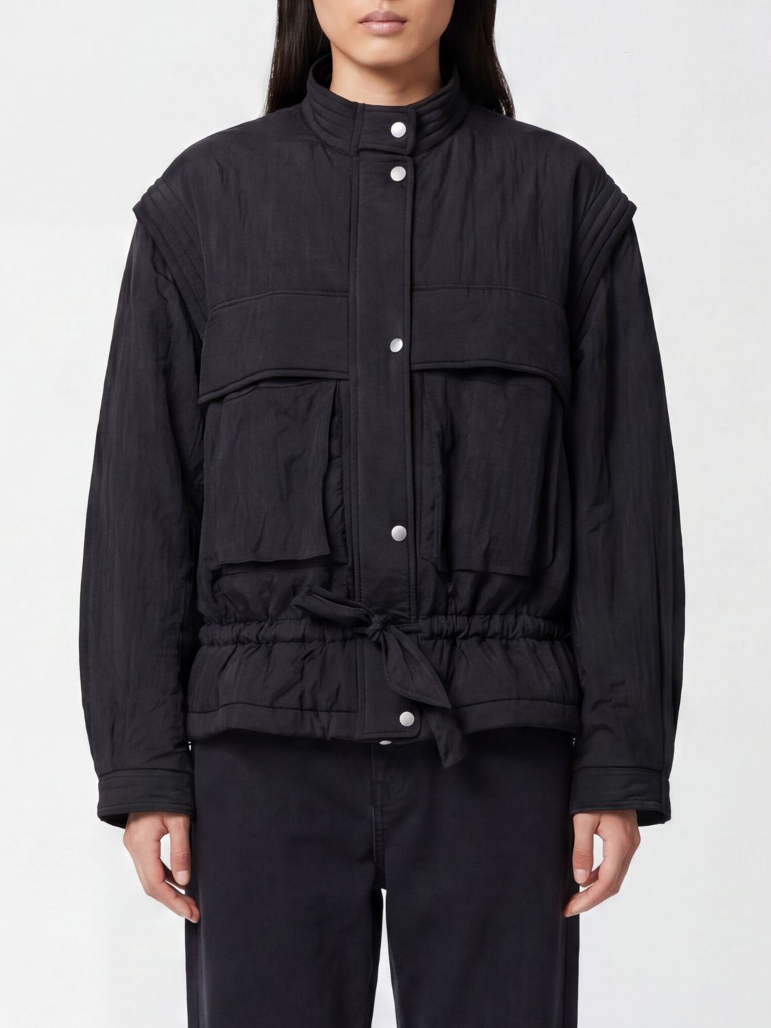 ISABEL MARANT ETOILE Blandina Cotton-Blend Bomber Jacket with High Neck and Drawstring　ISABEL MARANT ETOILE ハイネックとドローストリング付きブランディーナ コットンブレンド ボンバー ジャケット ISABEL