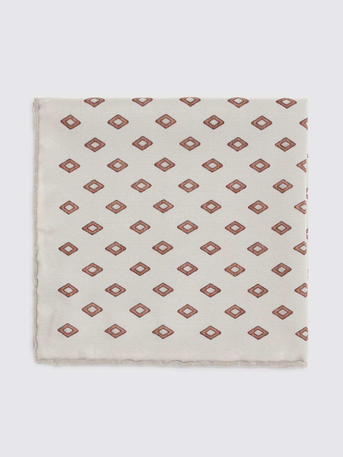 BRUNELLO CUCINELLI BRUNELLO CUCINELLI Silk Pocket Square with Diamond and Check Pattern　BRUNELLO CUCINELLI ダイヤモンドとチェック柄のシルクポケットチーフ
