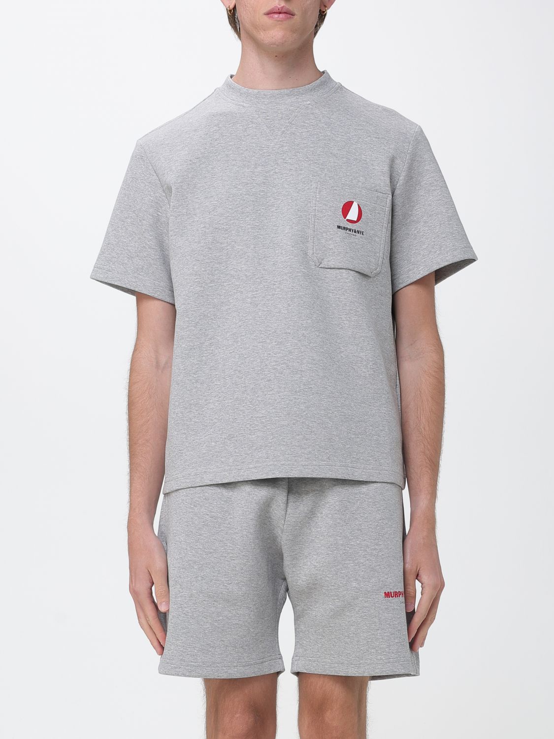 Murphy & nye Crew-Neck T-Shirt in Cotton Blend with Patch Pocket