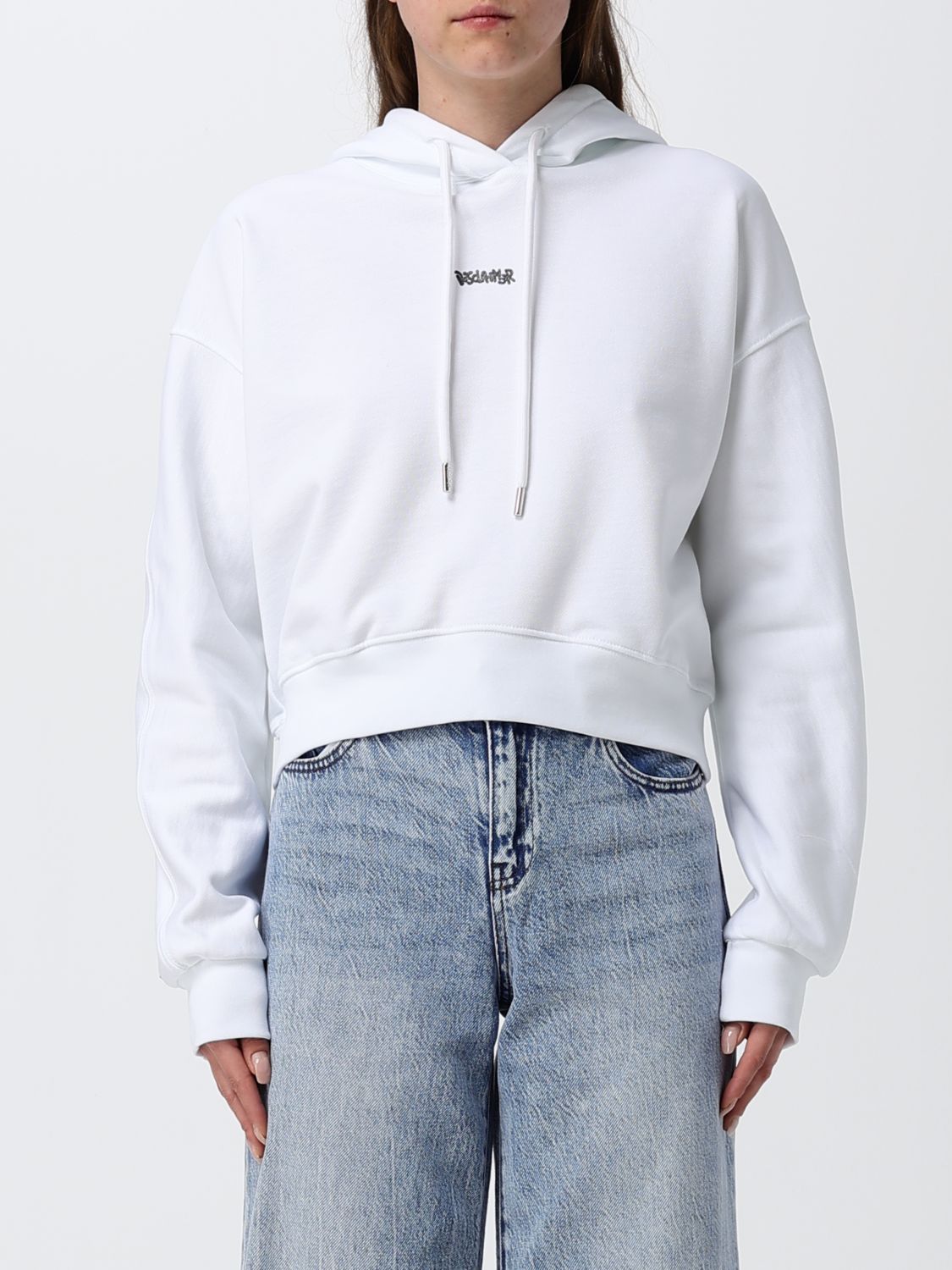 DISCLAIMER Felpa con cappuccio relaxed fit in cotone con logo stampato