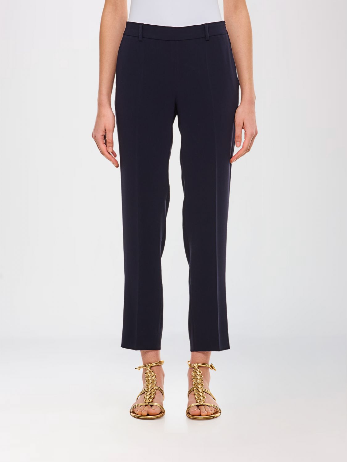 Alberto Biani Slim Fit Crêpe Chino Trousers with Side Zip