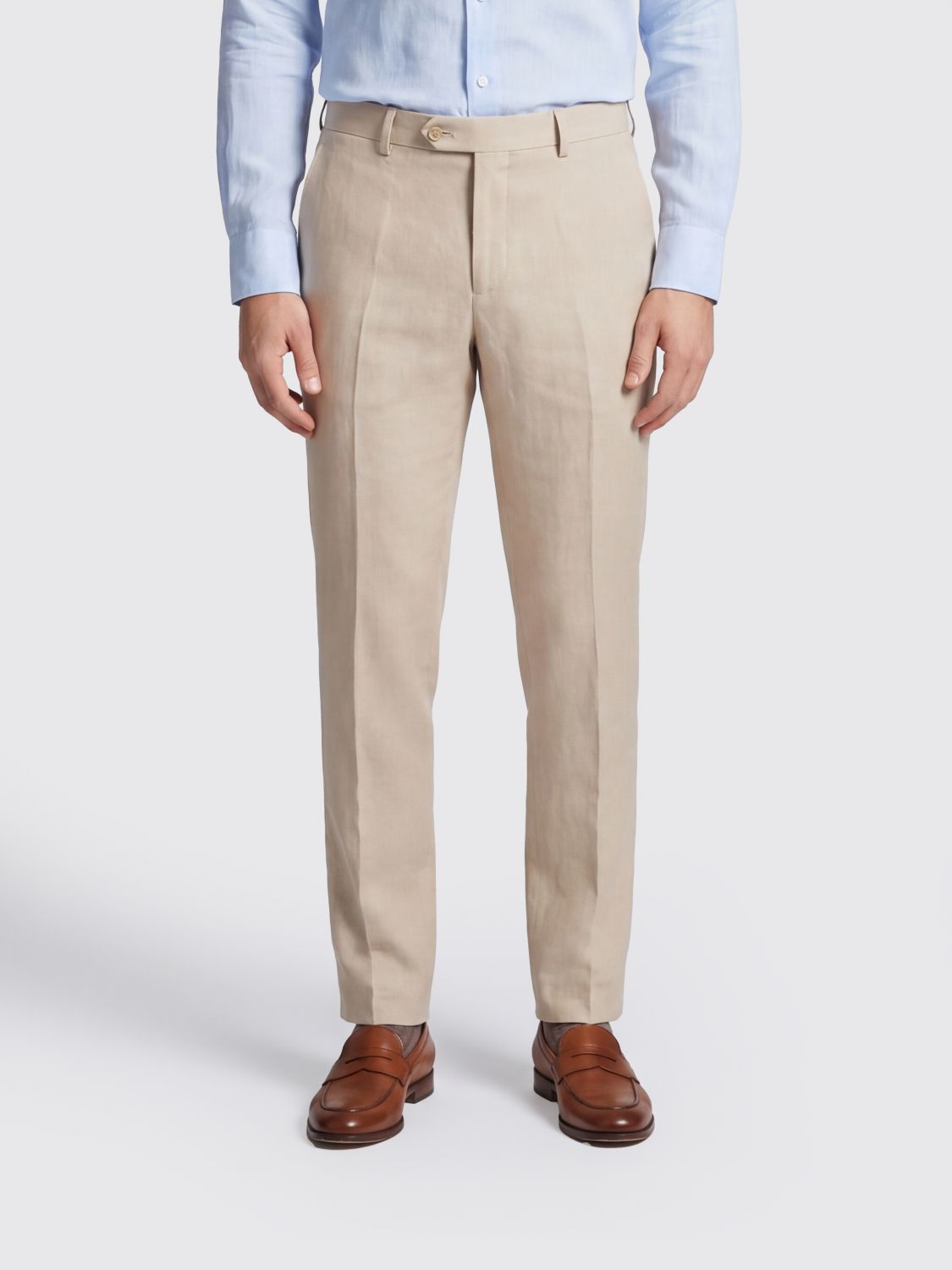 BOSS Slim Fit Tailored Trousers in Linen Blend with Slash Pockets
