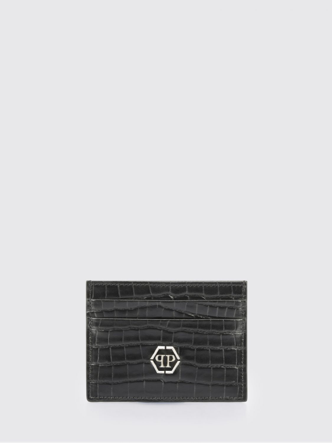PHILIPP PLEIN Portacarte in pelle di vitello con stampa cocco e logo Hexagon