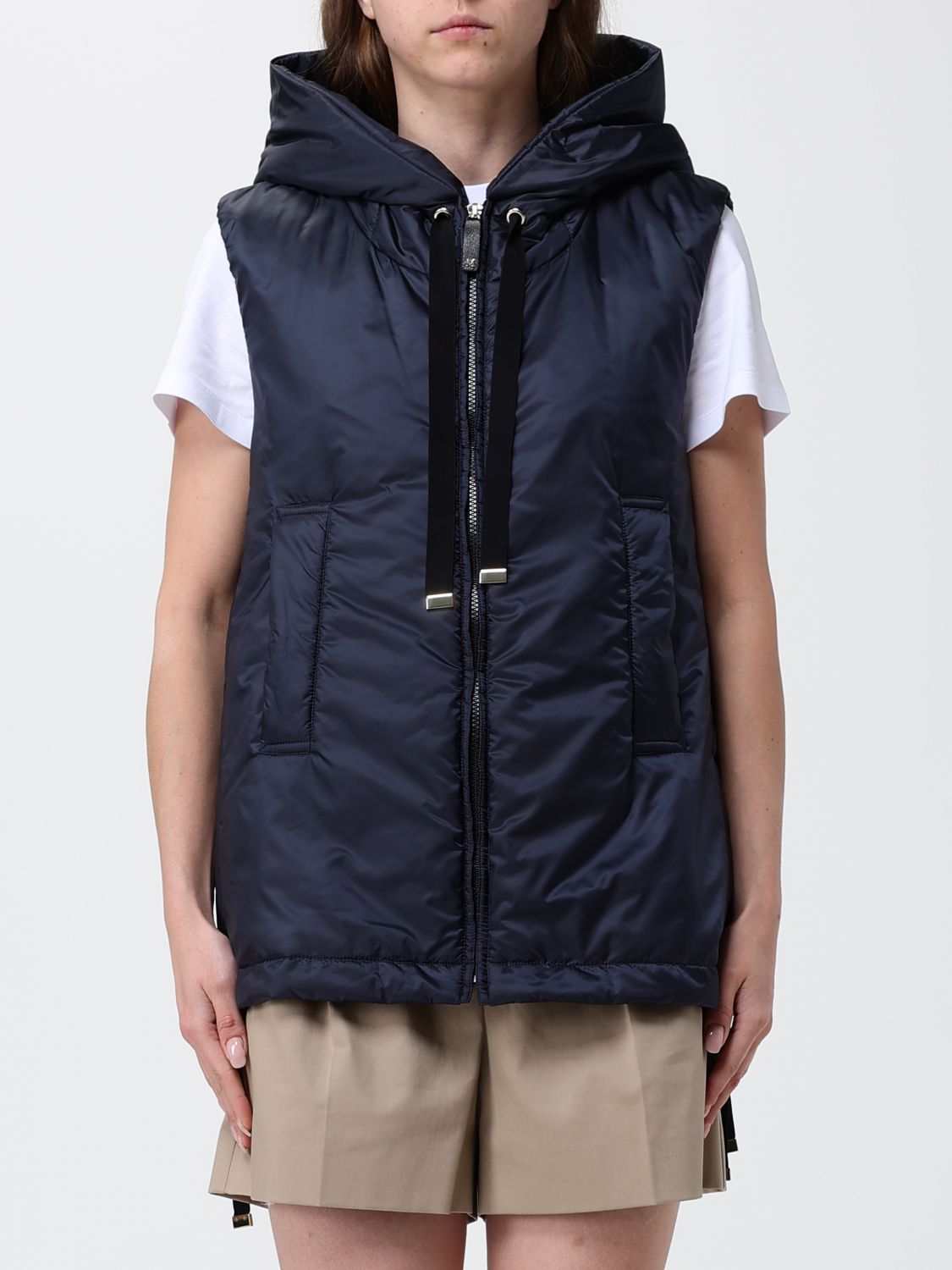 Max Mara MAX MARA THE CUBE Padded Nylon Hooded Gilet With Drawstring Details　MAX MARA THE CUBE ドローストリングディテール付きパッド入りナイロンフード付きジレ
