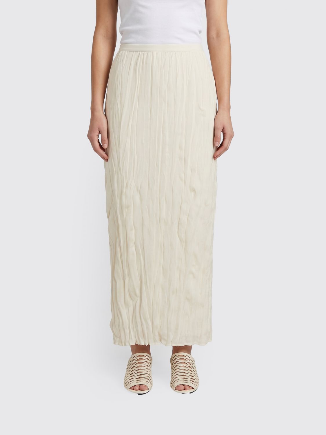 TOTEME Long Pencil Skirt in Viscose-Blend with Elasticated Waist