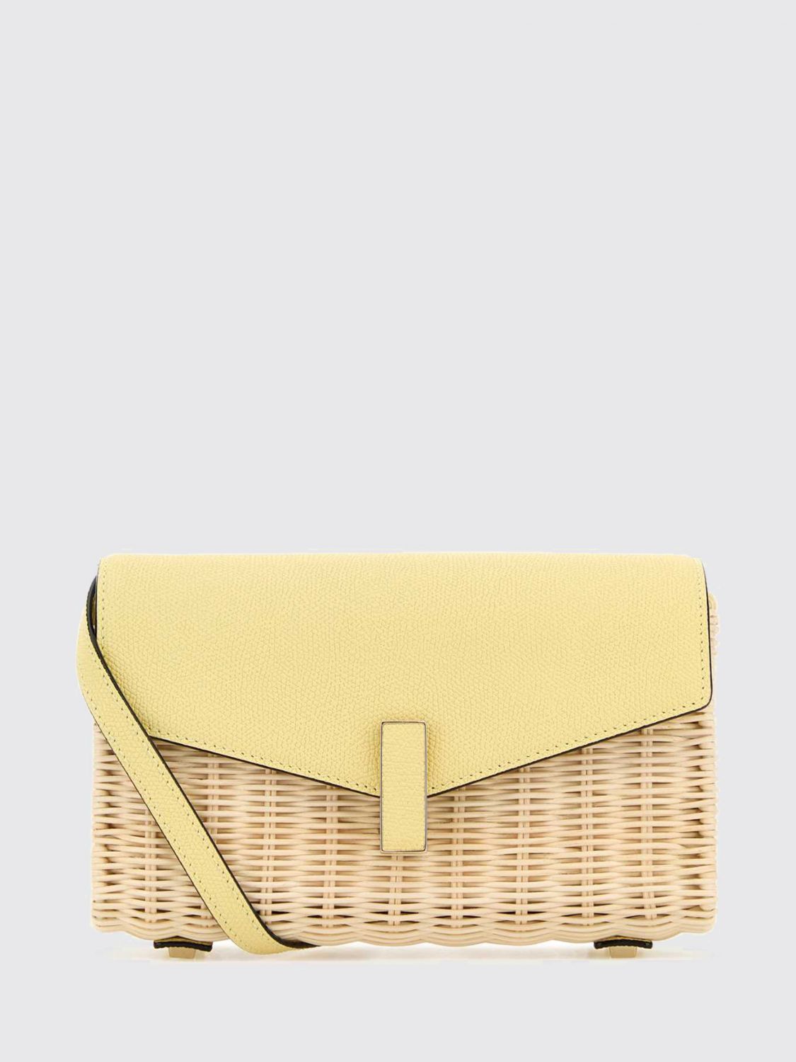 VALEXTRA Borsa Iside in vimini e pelle a grana