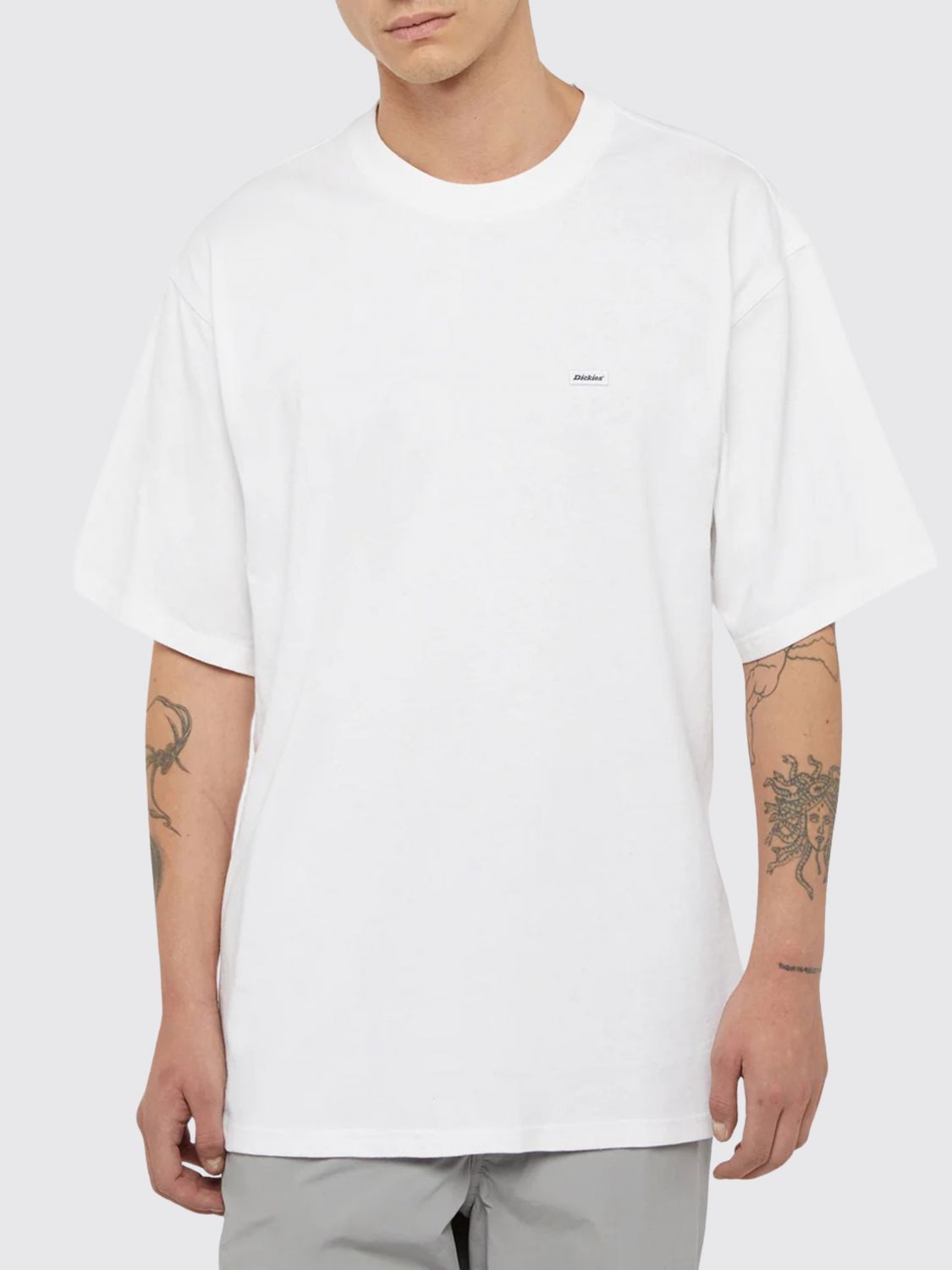 DICKIES T-shirt relaxed fit in cotone con logo a contrasto e spalle scese