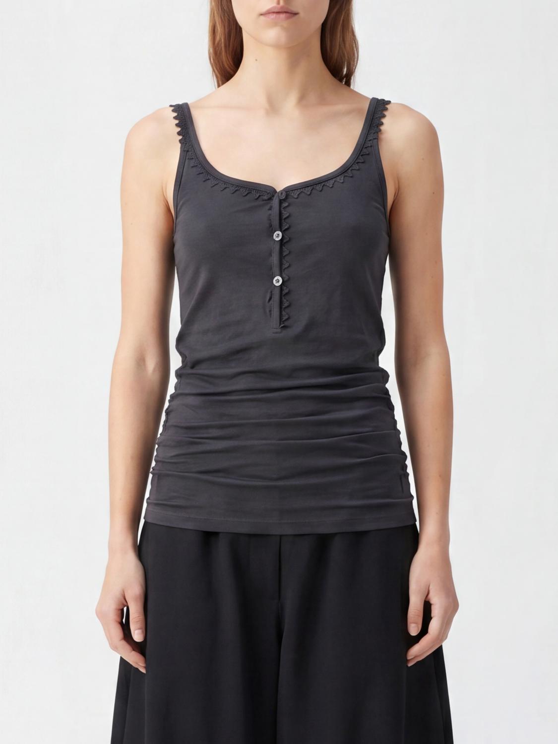 JACQUEMUS Slim Fit Cotton Top with Embroidery and Square Neckline