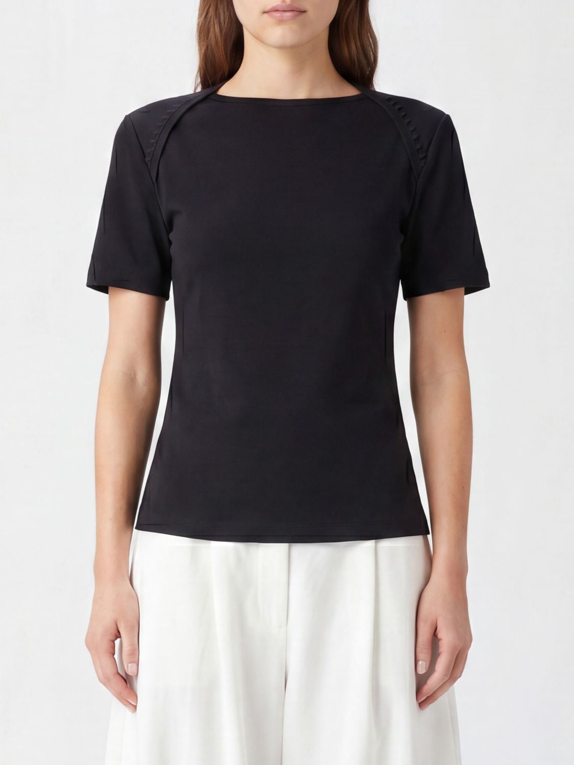 JACQUEMUS Clavela Slim Fit Cotton T-Shirt with Straight Neckline
