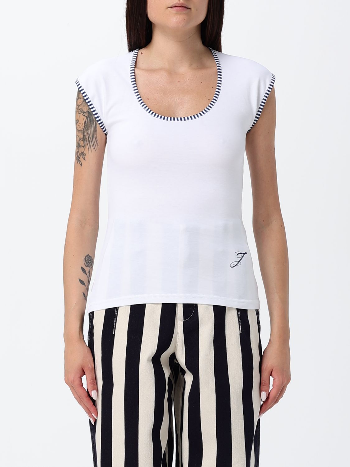 JACQUEMUS Striped Cotton Jersey T-Shirt with Contrast Logo