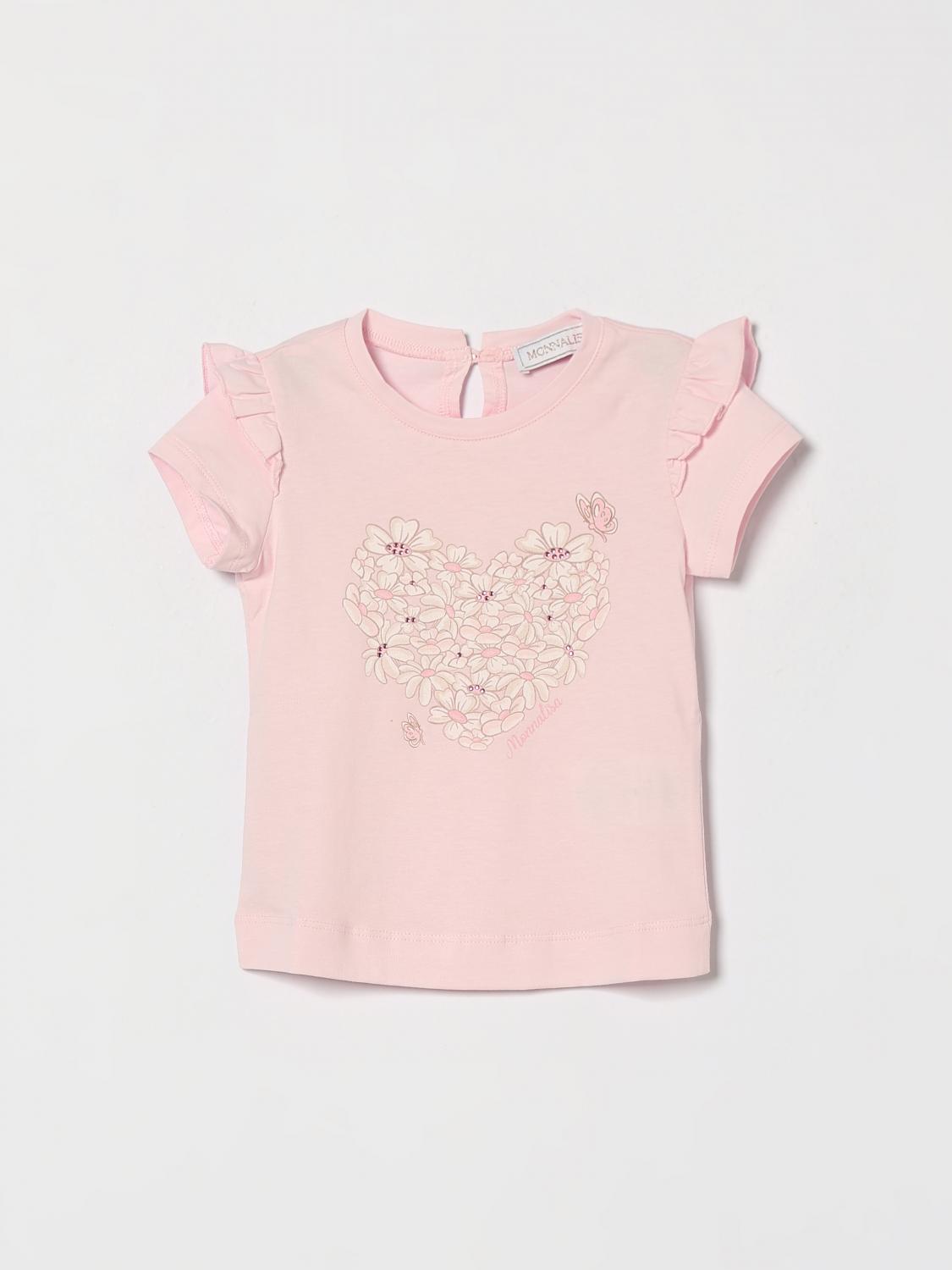 MONNALISA T-shirt da bambina in cotone con stampa floreale e girocollo