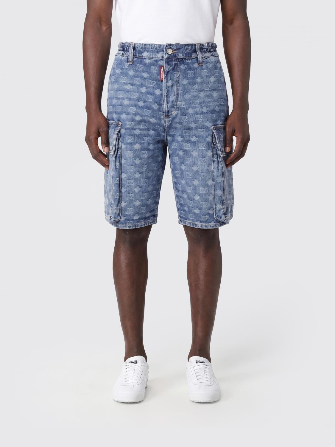 DSQUARED2 Bermuda cargo in denim con motivo monogram jacquard