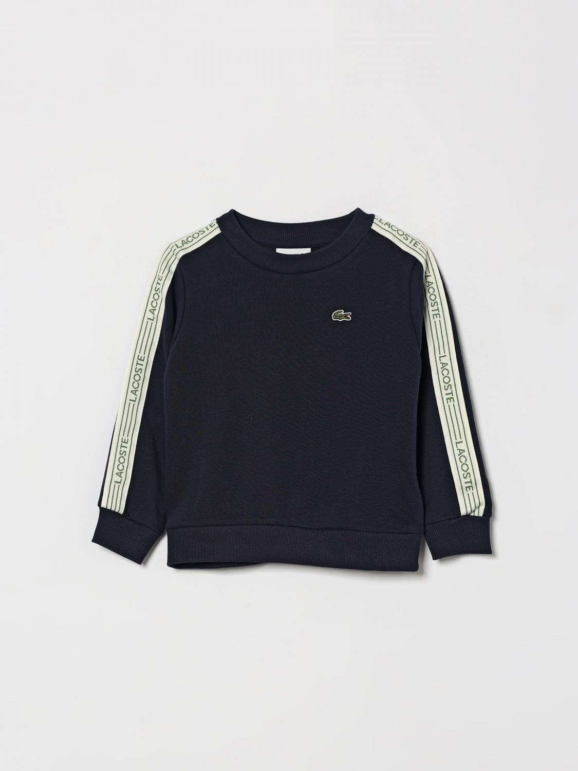 LACOSTE Felpa da bambino in cotone con patch logo e bande a contrasto