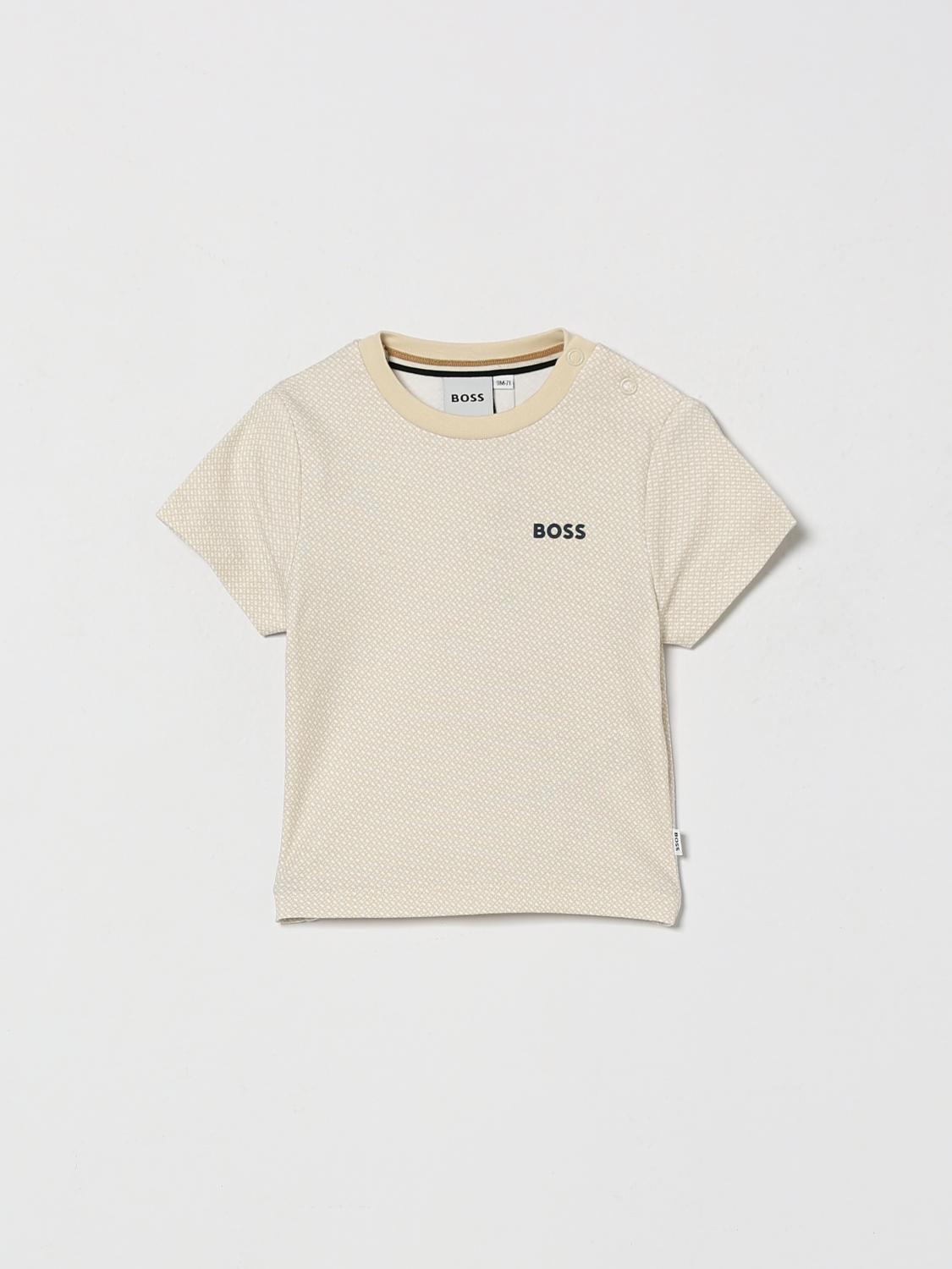 BOSS T-shirt da bambino in cotone con bottoni sulla spalla e logo a contrasto