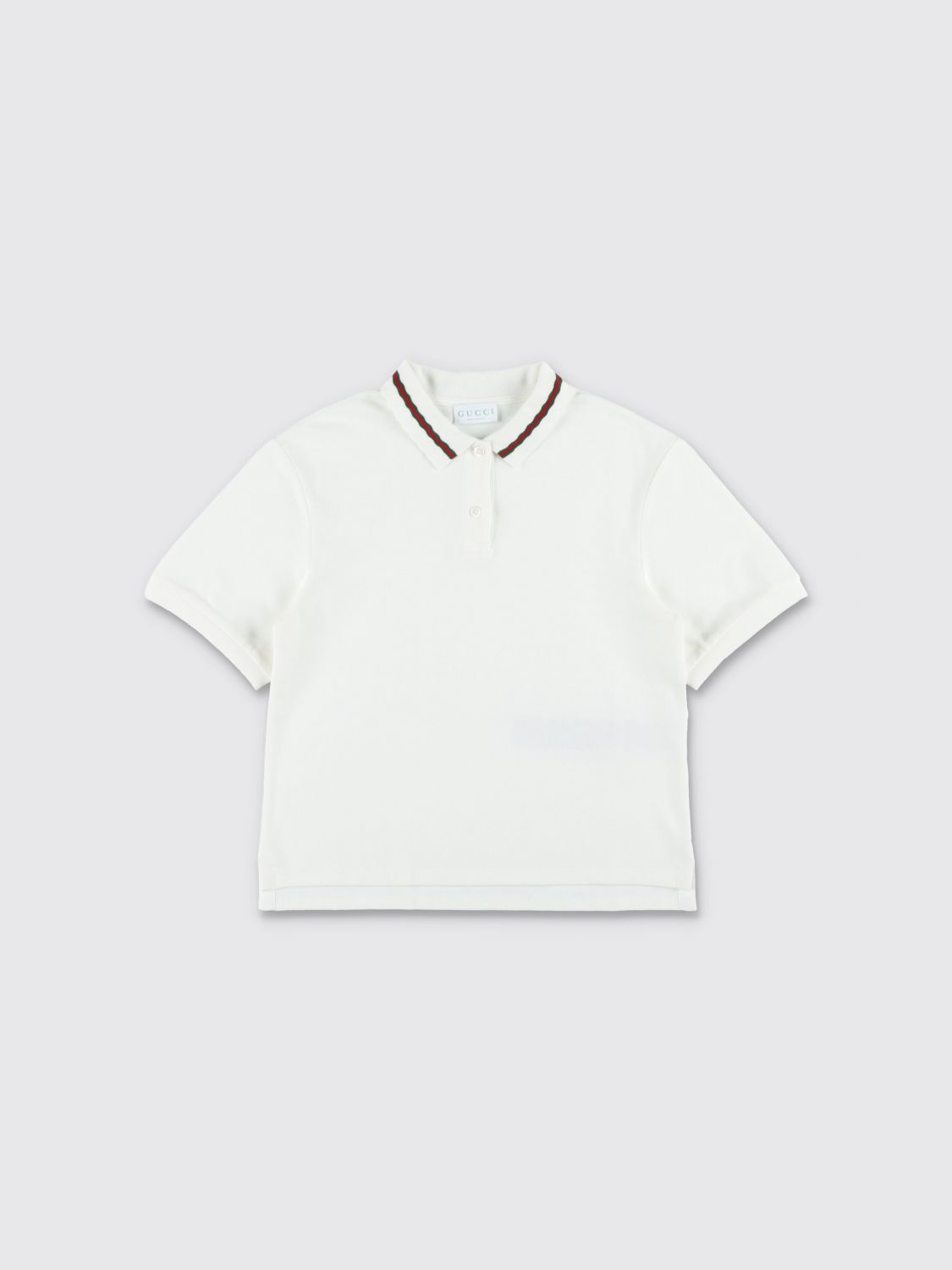 GUCCI Polo da bambino in piquet di cotone con colletto Web a contrasto