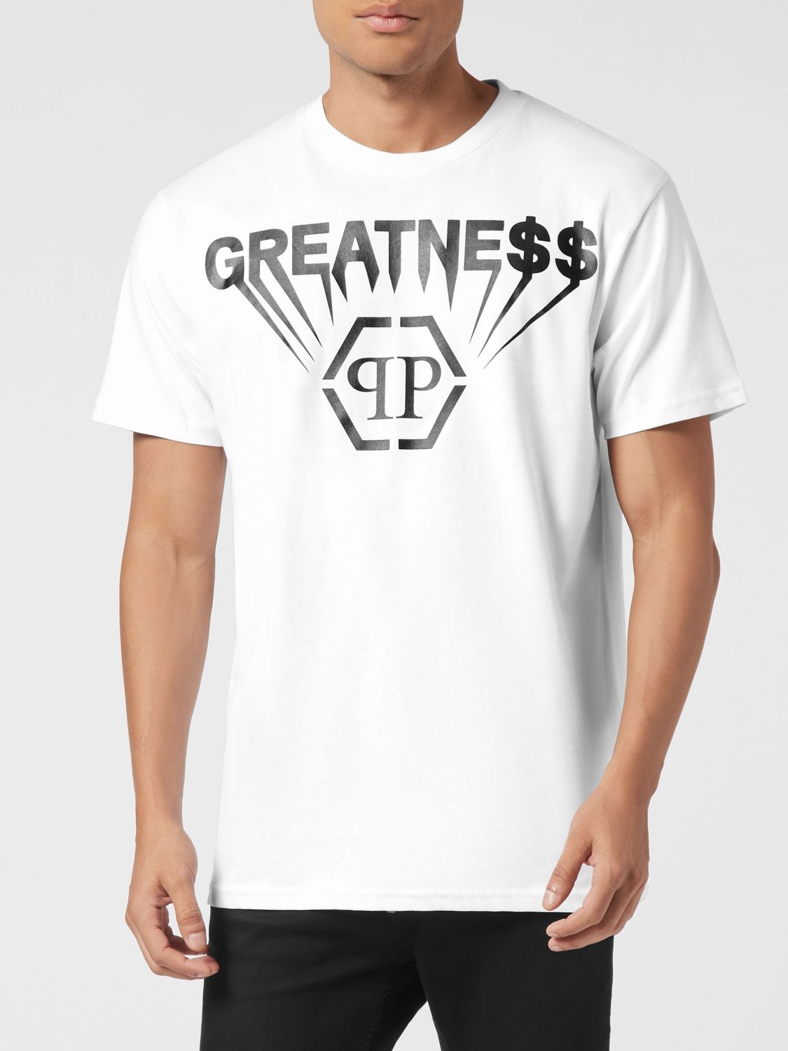 Philipp Plein Cotton Jersey T-Shirt with Maxi Front Logo Print · 4XL