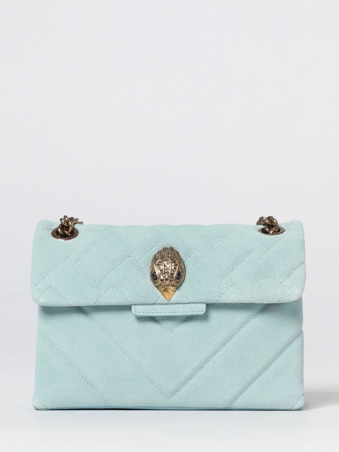 KURT GEIGER LONDON Mini borsa Kensington in pelle scamosciata trapuntata con logo di strass