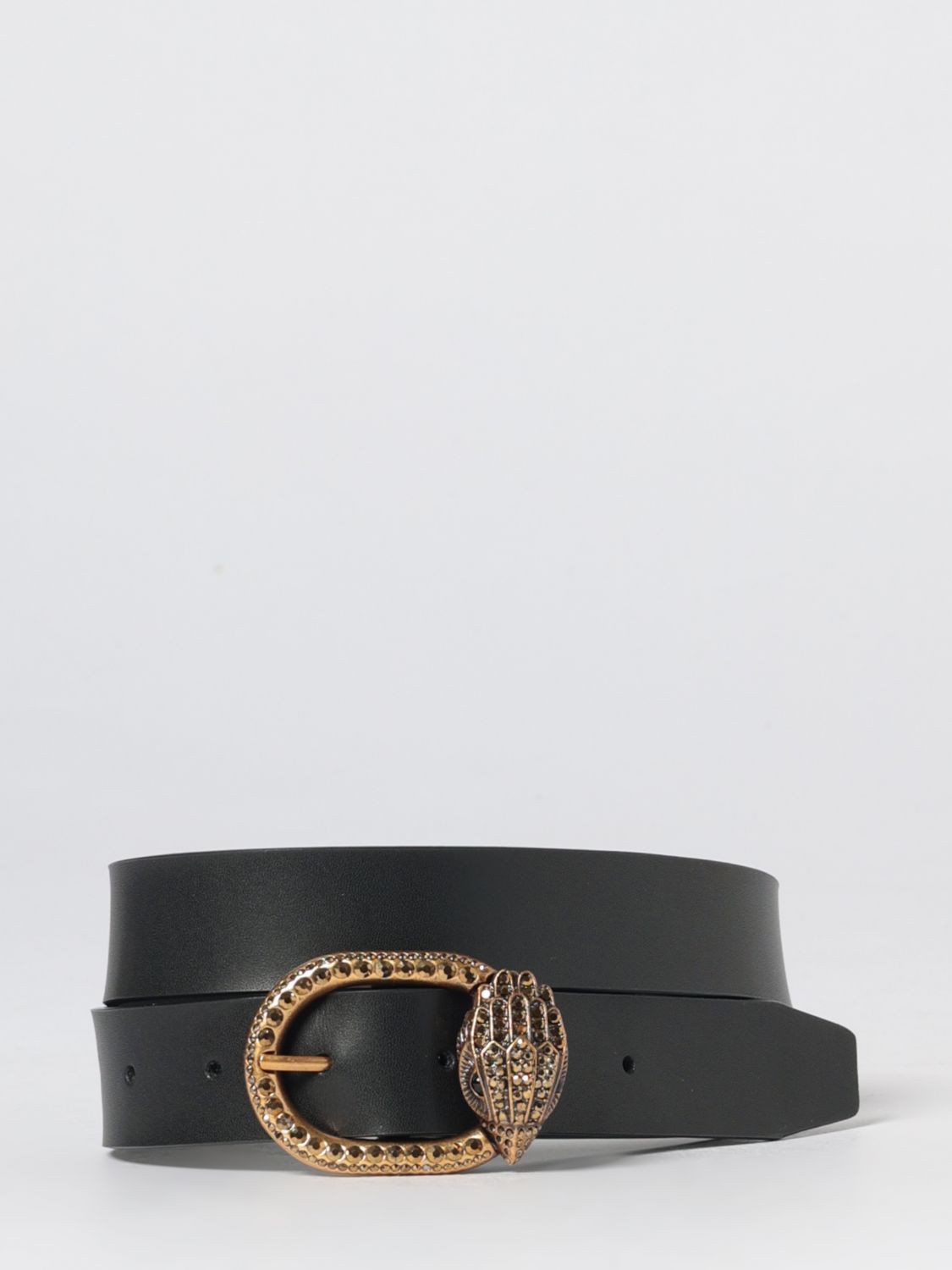 KURT GEIGER LONDON Mayfair Leather Belt with Rhinestone Logo