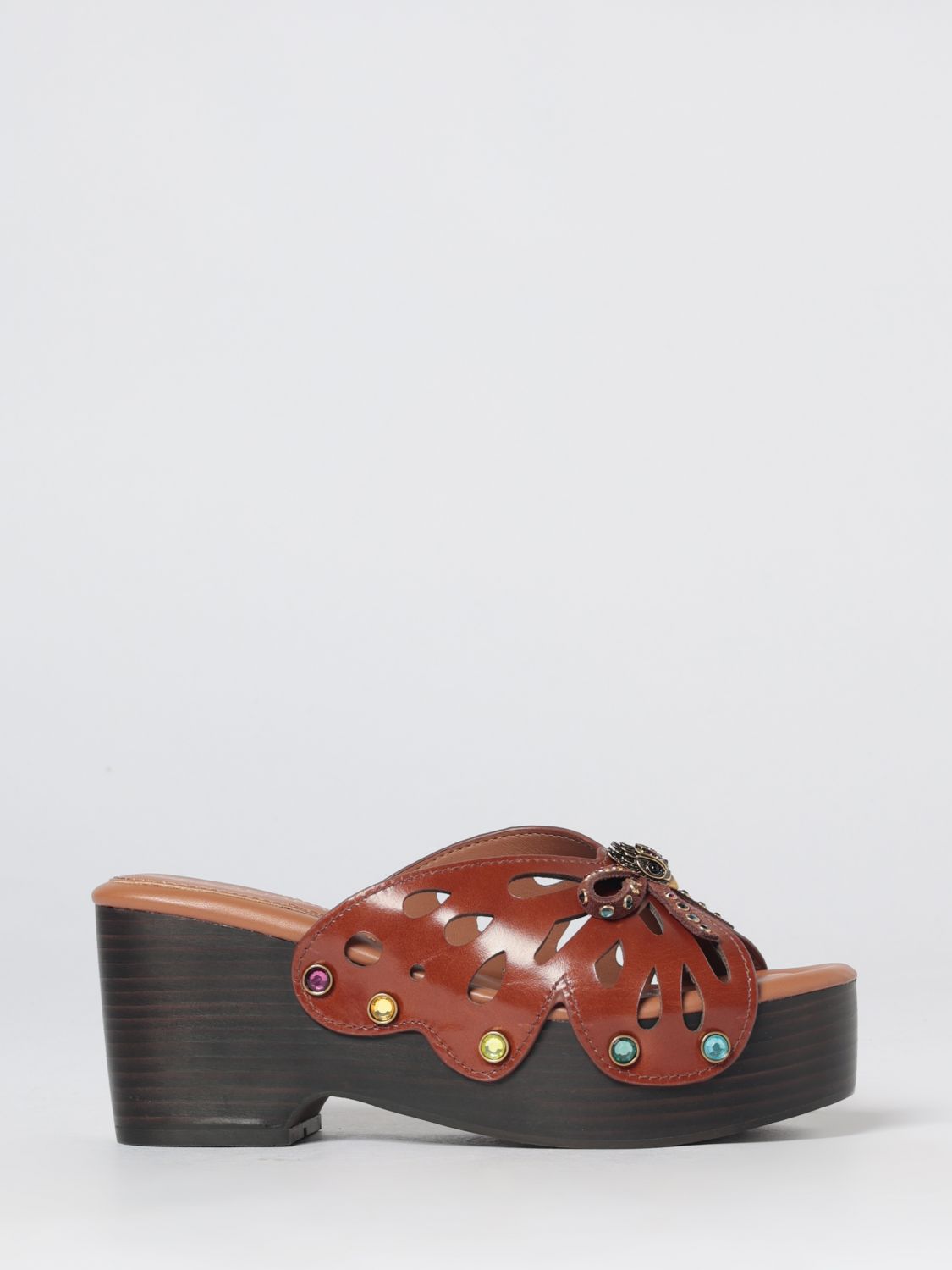 KURT GEIGER LONDON Butterfly Leather Wedge Sandals with Rhinestones