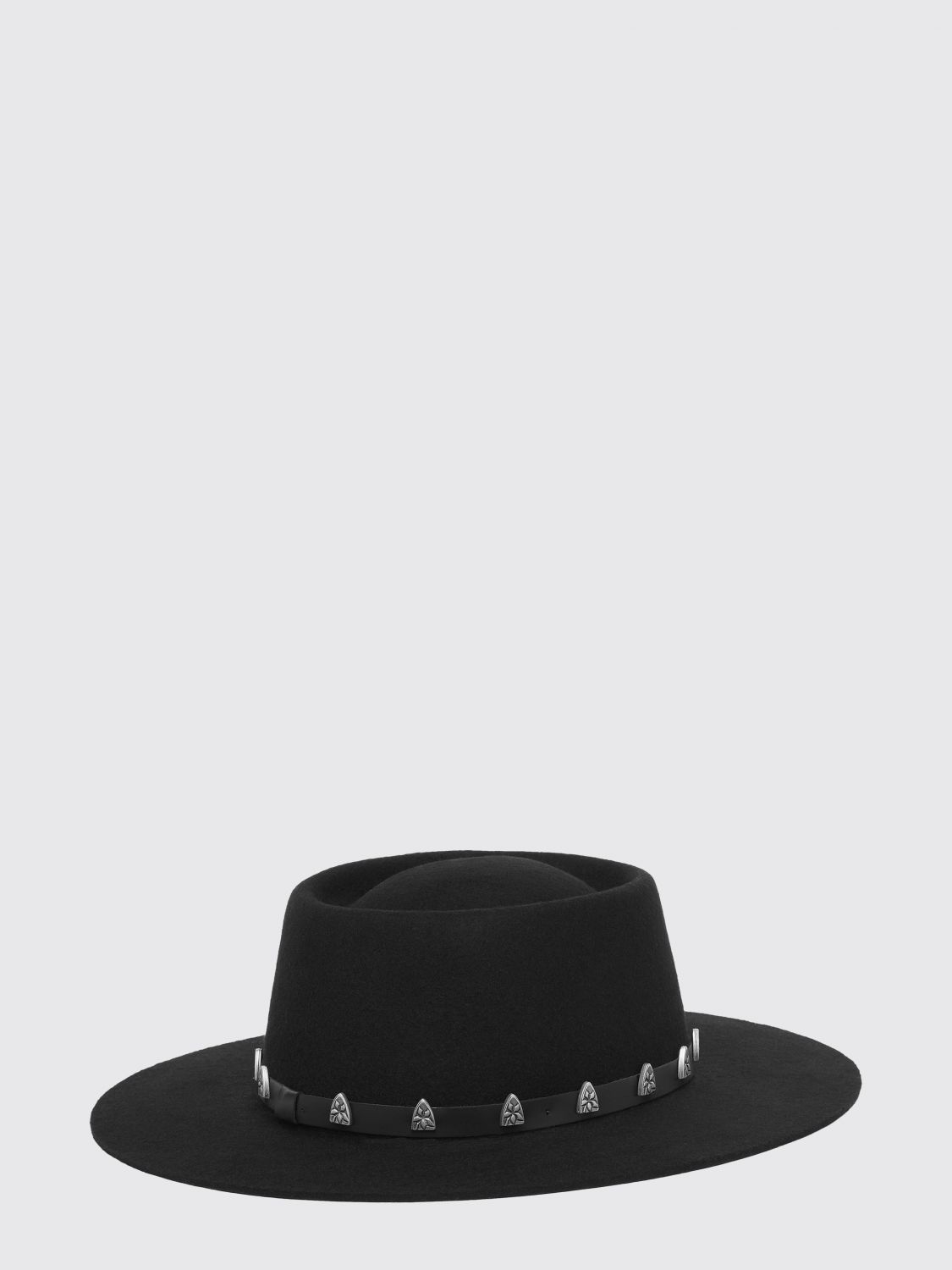 PHILIPP PLEIN Wool Felt Panama Hat with Skull Appliqué and Ribbons