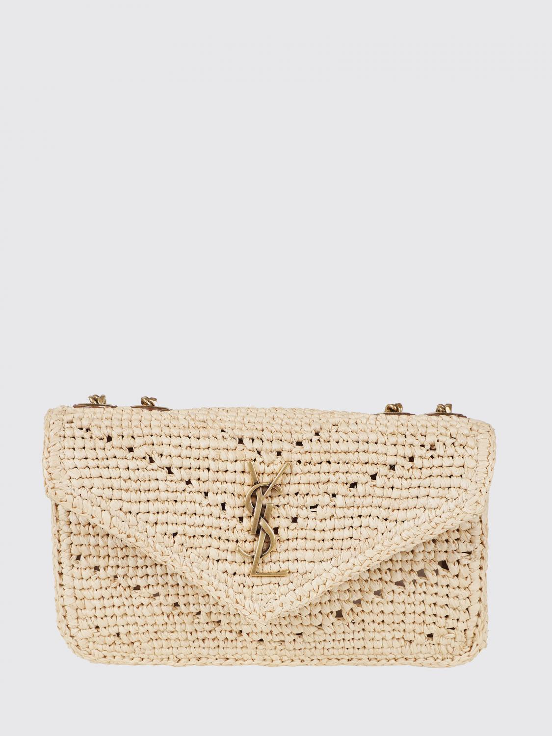 SAINT LAURENT Borsa LouLou in rafia crochet