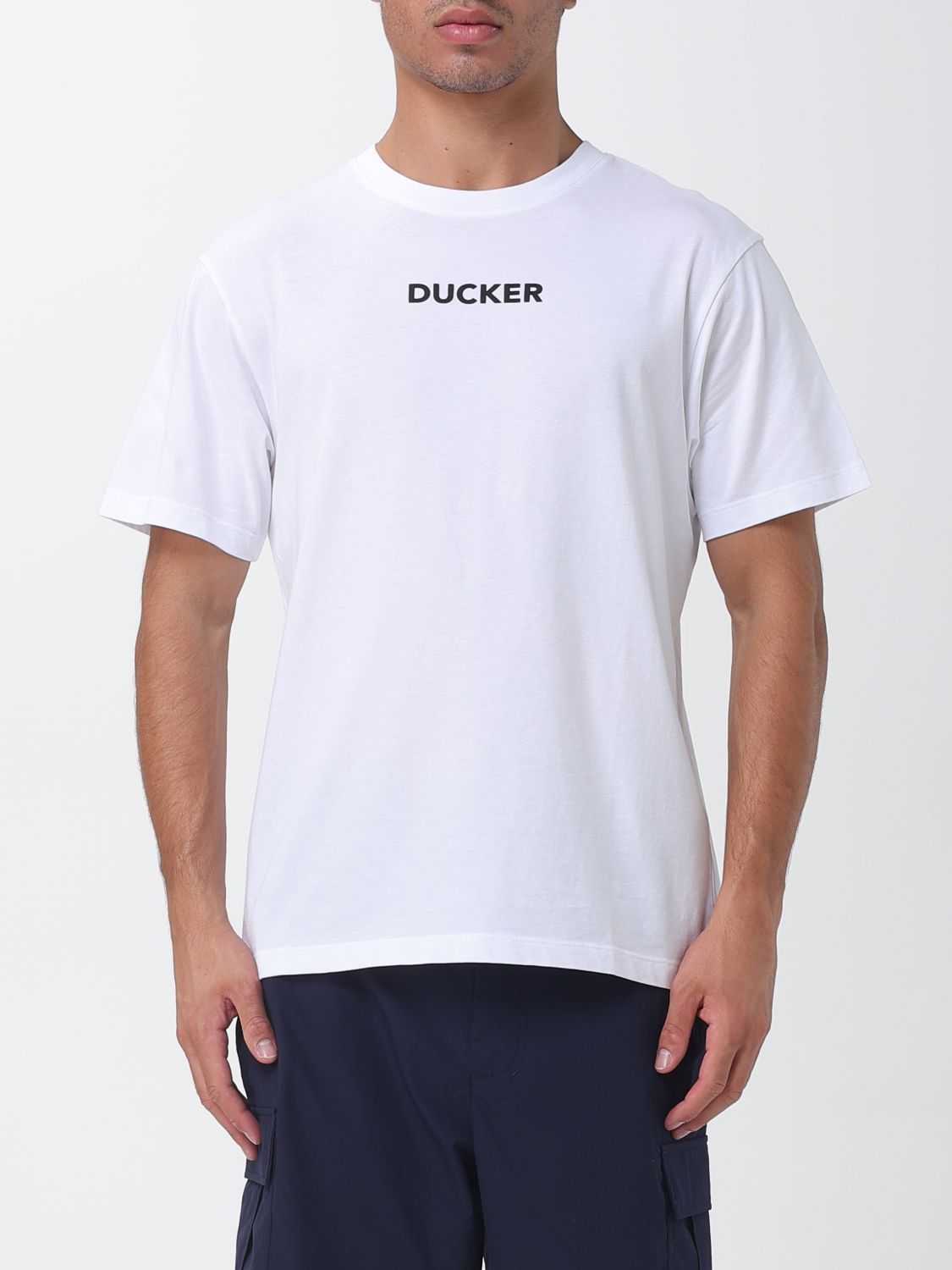 SAVE THE DUCK Baumwoll-T-Shirt mit Rundhalsausschnitt und Slogan-Print vorne